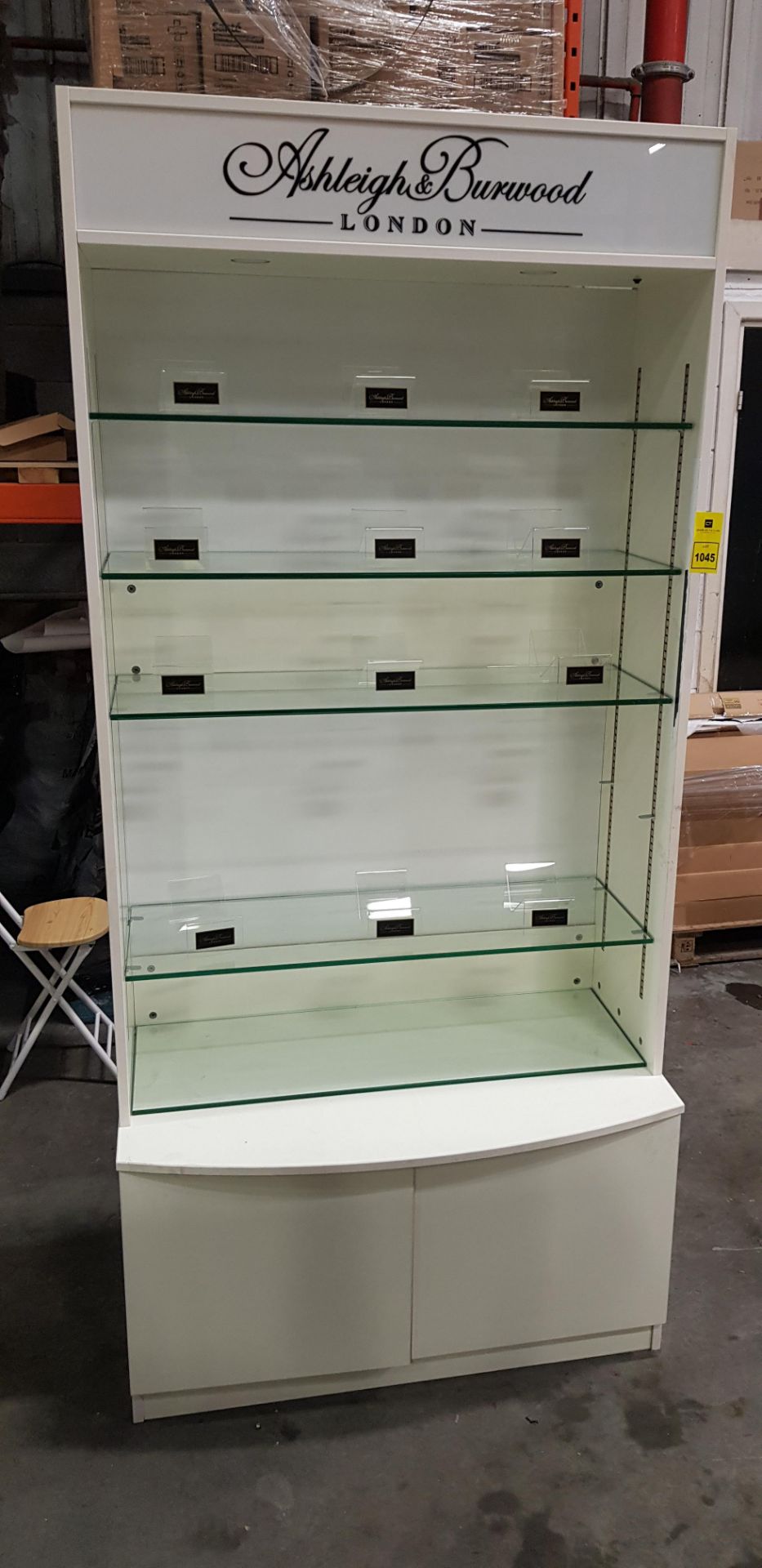 1 X ASHLEIGH & BURWOOD LONDON SHELF UNIT 5 TIER GLASS SHELVES COMES WITH INTERNAL LIGHTS COMES