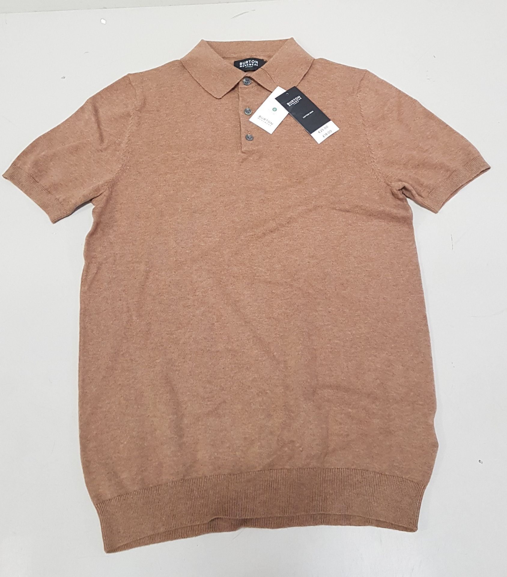 20 X BRAND NEW BURTON MENSWEAR BROWN BUTTONED SHIRTS SIZE SMALL RRP £18.00 ( TOTAL RRP £ 360.00 )
