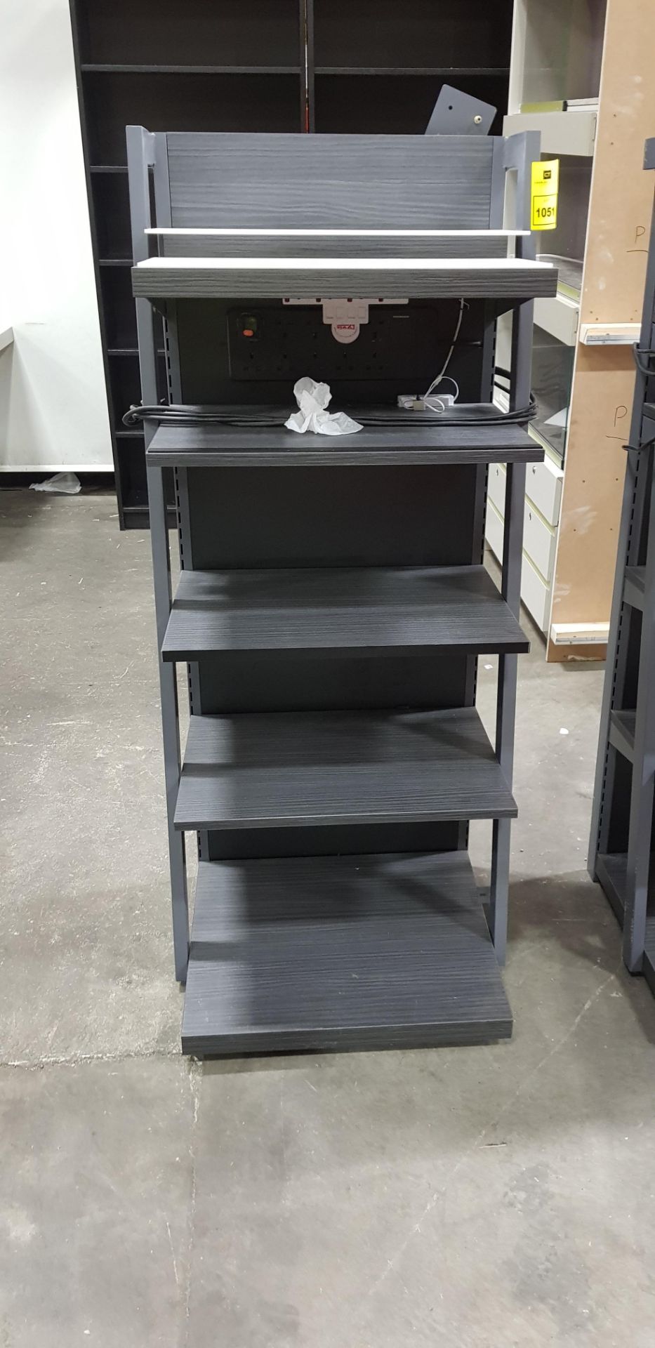 1 X 5 TIER ADJUSTABLE SHELVING UNIT COMES WITH SOCKET EXTENSION AND LED LIGHTS (56CM D X 60CM W X