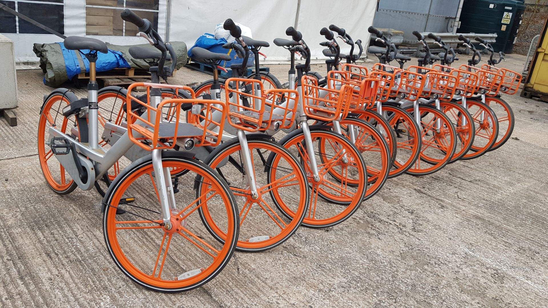 10 X ORANGE & SILVER CITY CAMPING BICYCLES - TRADE LOT - ROBUST ALUMINIUM 19 X 48 FRAME, SOLID