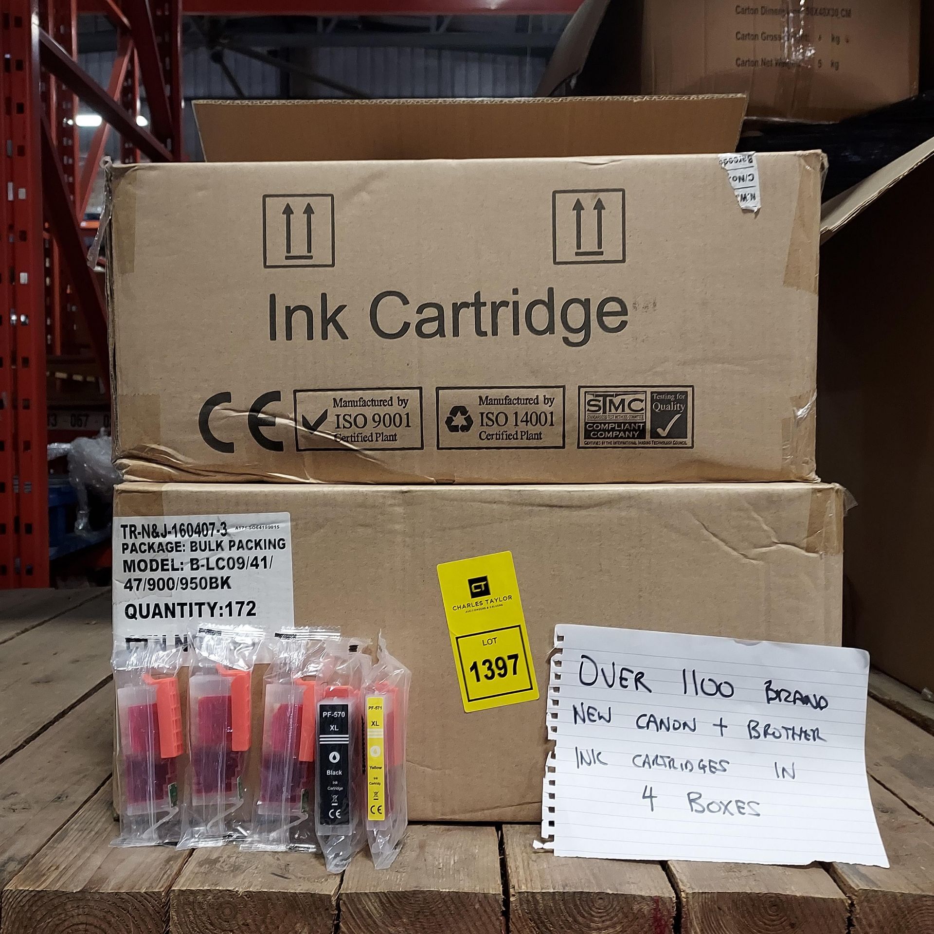 OVER 1100 BRAND NEW CANON AND BROTHER INK CARTRIDGES TO INCLUDE MODELS ( PF -1632 ) (PF-570XLBK) (