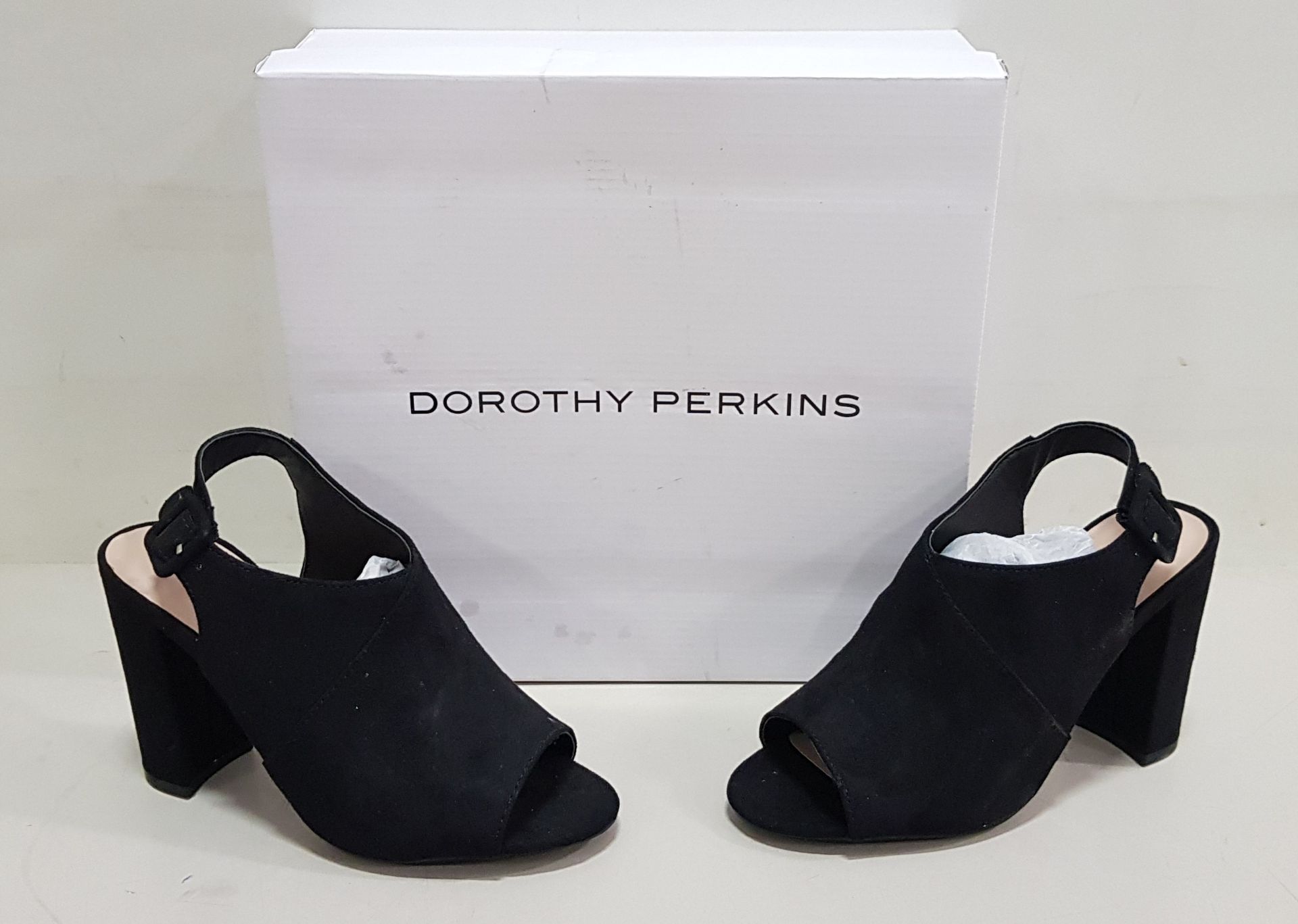 18 X BRAND NEW DOROTHY PERKINS BLACK SAVO HEELED SANDALS - IN SIZE UK 3 RRP £28.00pp