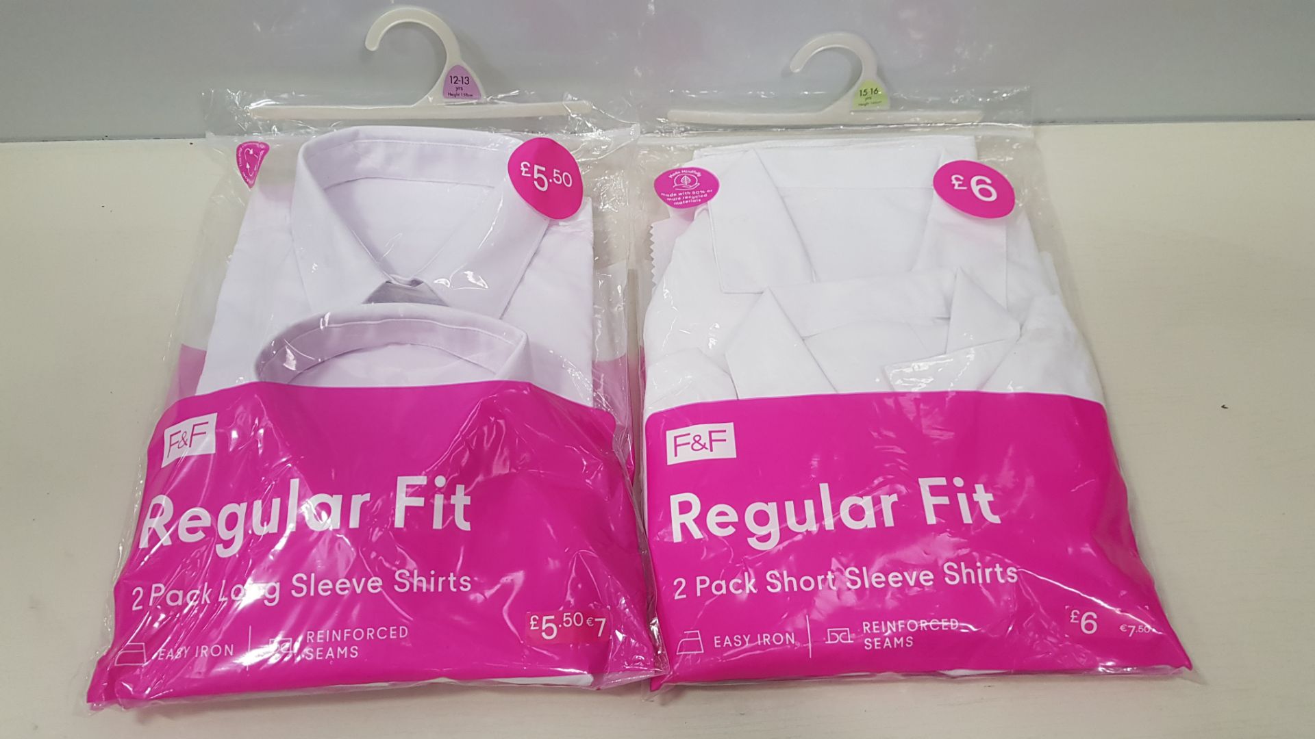 80 X BRAND NEW F&F REGULAR FIT GIRLS SHIRTS ALL IN VARIOUS SIZES AND SLEEVE LENGTHS ( IN 4 TRAYS NOT