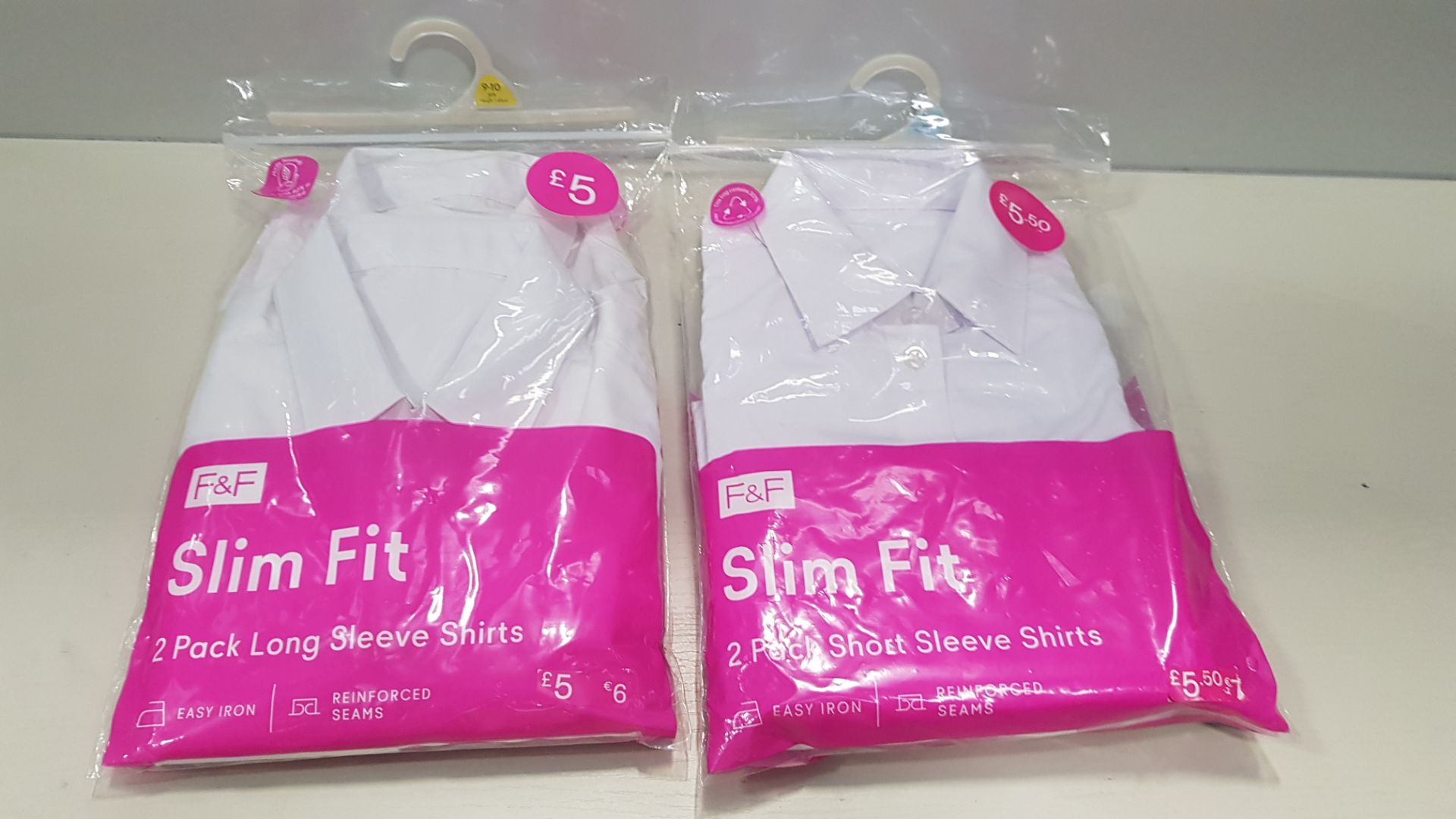 80 X BRAND NEW F&F SLIM FIT GIRLS WHITE SHIRTS ALL IN VARIOUS SIZES AND SLEEVE LENGTHS ( IN 4