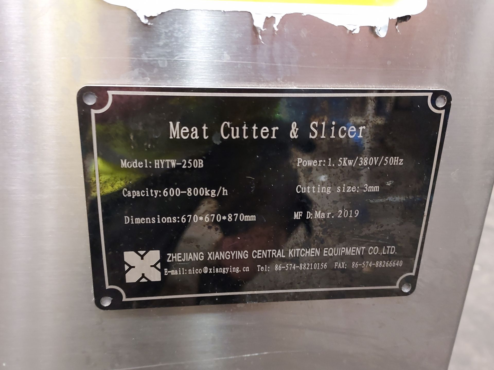 STAINLESS STEEL COMMERCIAL MEAT CUTTER & SLICER BY XIANGYING CENTRAL KITCHEN MODEL: HYTW-250R, MANUF - Image 2 of 5