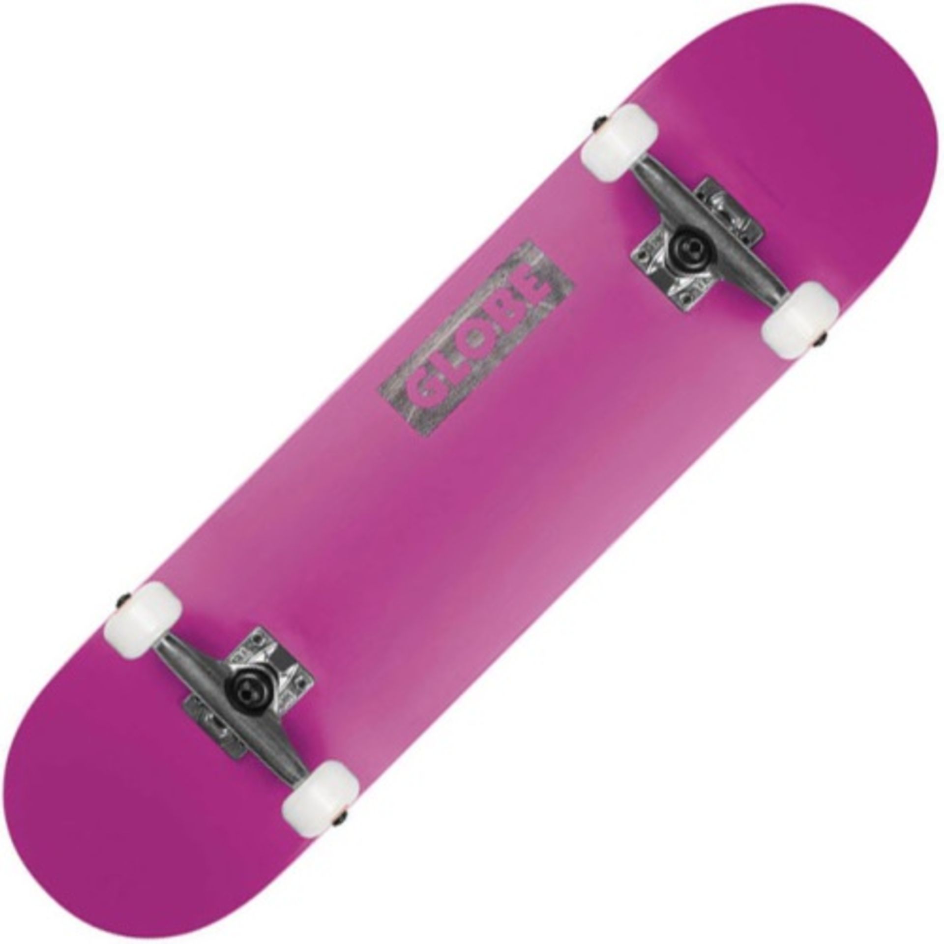 4 X BRAND NEW GLOBE GOODSTOCK NEON PURPLE SKATEBOARDS - IN 1 CARTON (NOTE: VAT NOT APPLICABLE ON