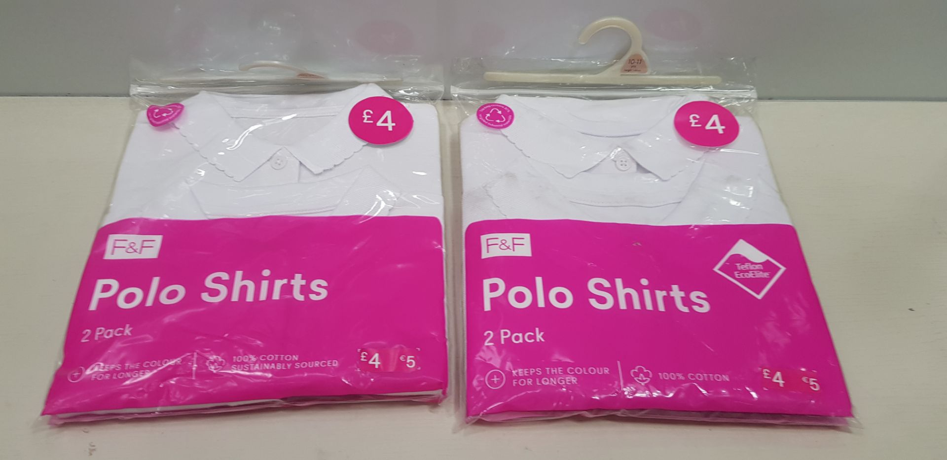 80 X BRND NEW F&F GIRLS PACK OF 2 POLO SHIRTS - ALL IN VARIOUS SIZES TO INCLUDE ( 10-11YRS , 15-16