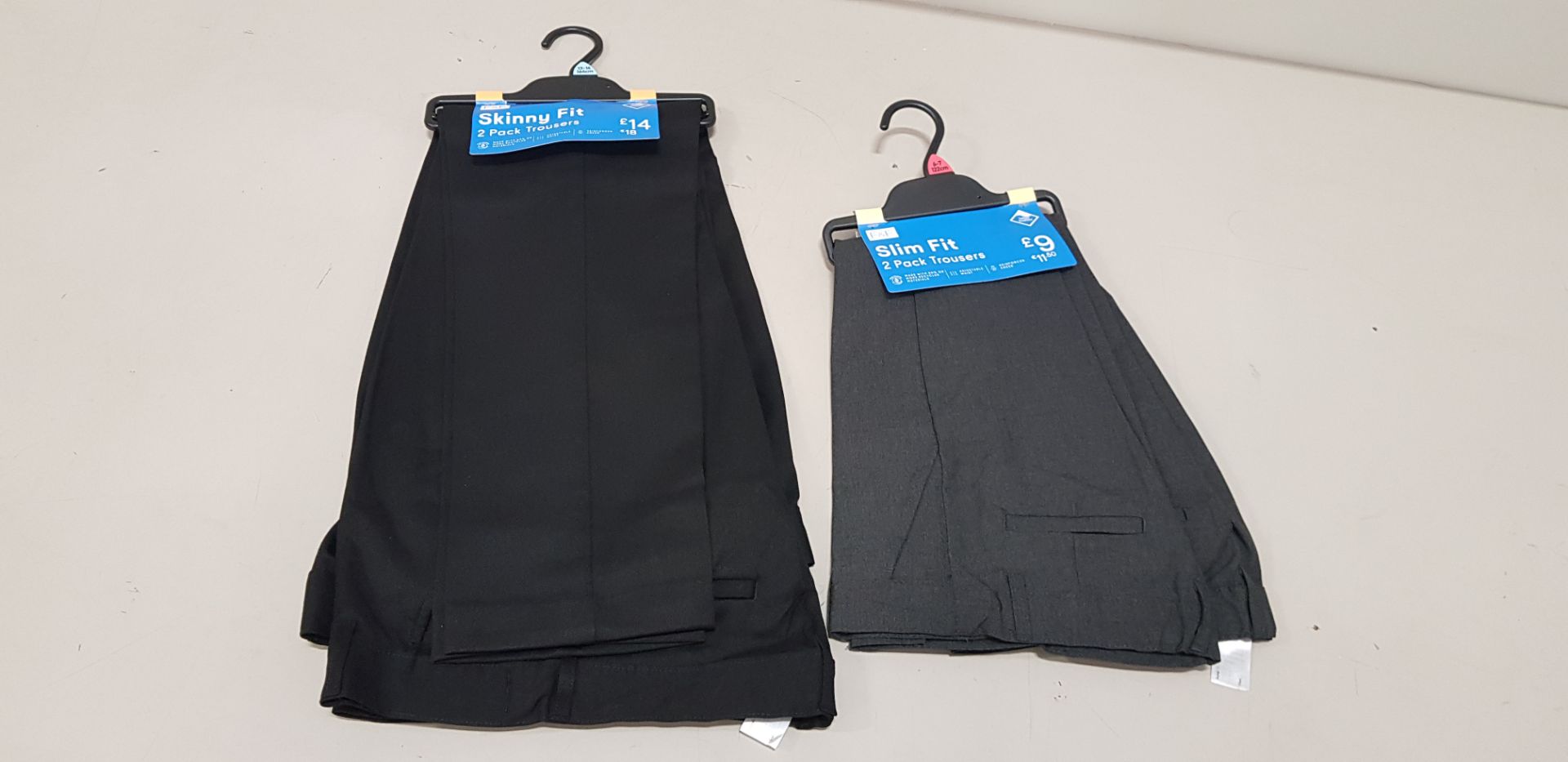 70 X BRAND NEW F&F PACKS OF 2 BOYS MIXED TROUSERS TO INCLUDE SLIM FIT TROUSERS , SKINNY FIT TROUSERS