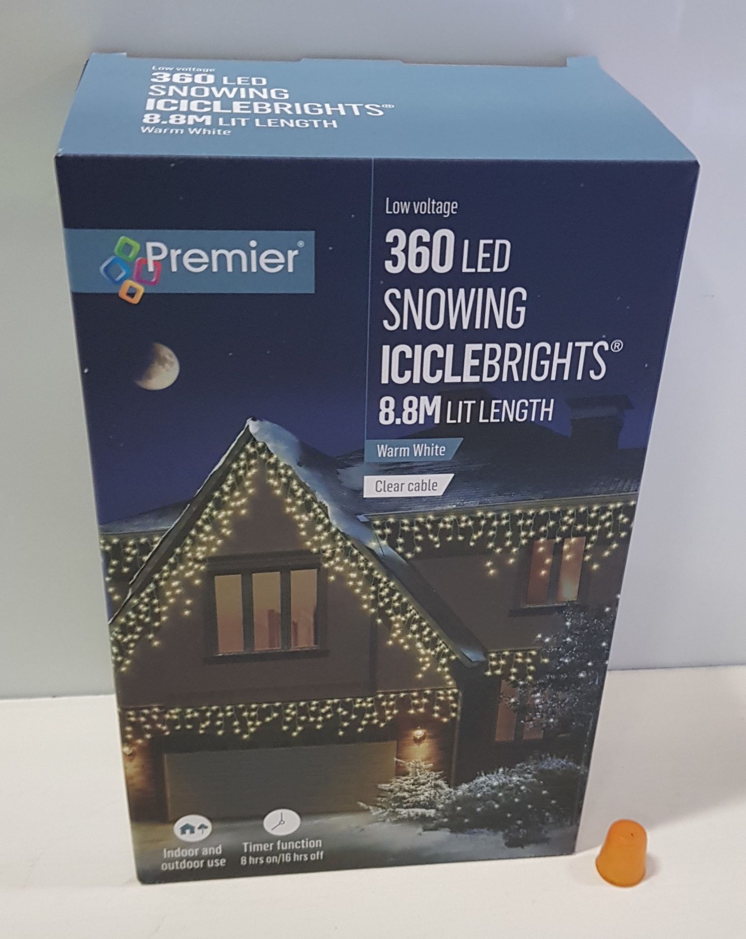 5 X BRAND NEW PREMIER LOW VOLTAGE 360 LED SNOWING ICICLEBRIGHTS - 8.8 M LIT LENGTH IN WHITE -