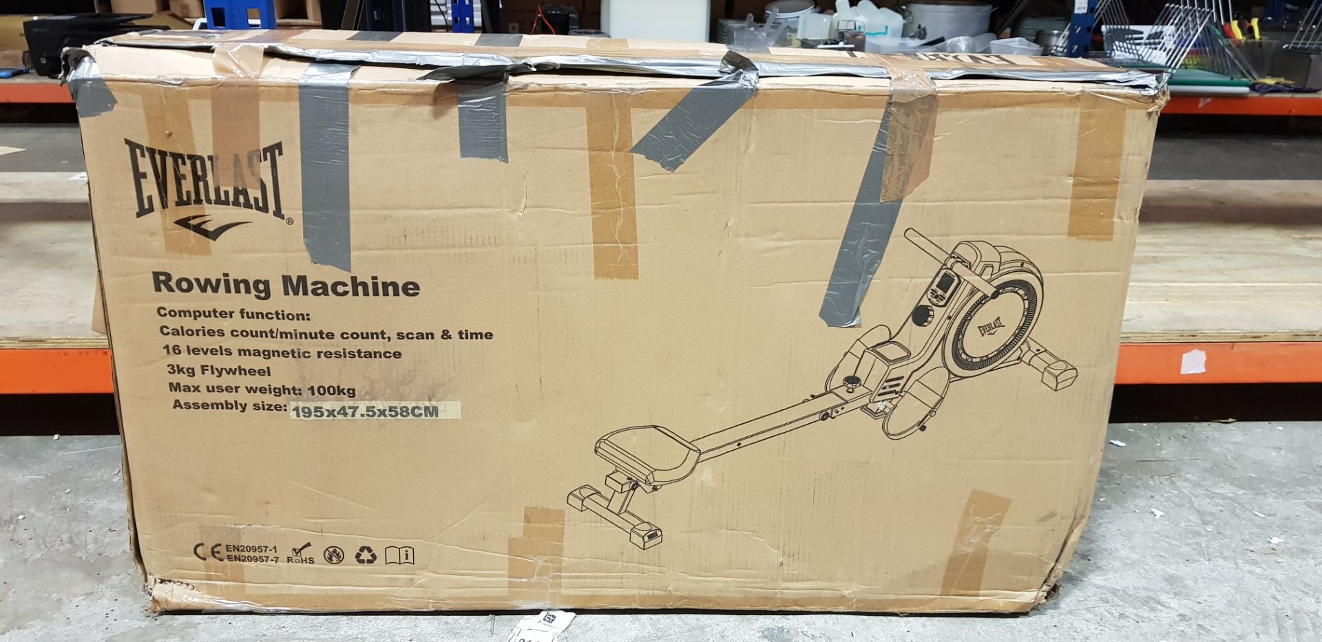 1 X EVERLAST FOLDABLE ROWING MACHINE IN SILVER - PLEASE NOTE THIS IS CUSTOMER RETURNS