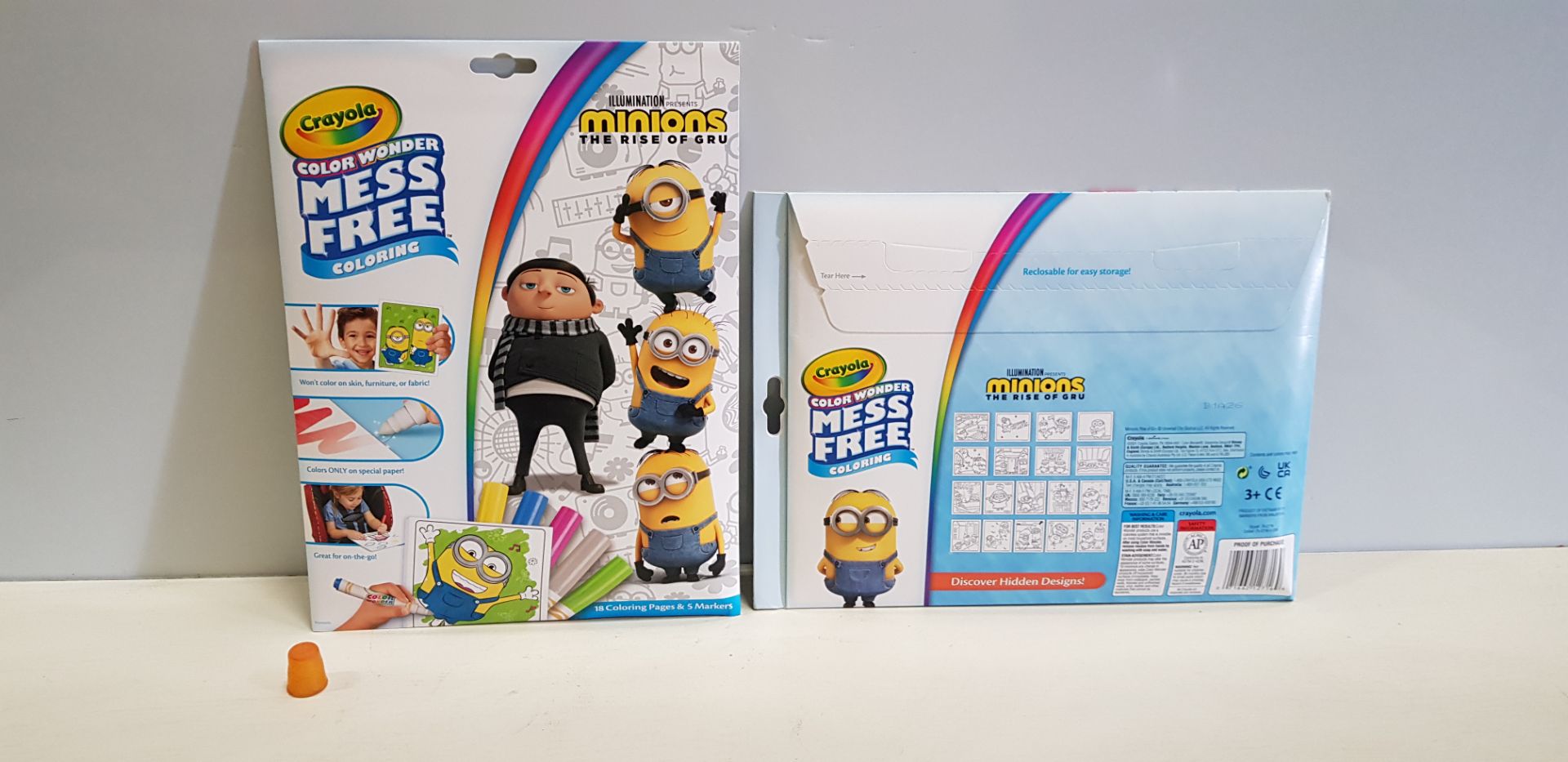 54 X BRAND NEW CRAYOLA MINIONS THE RISE OF GRU MESS FREE COLOURING PAPER & 5 MARKER PACKS - IN 3