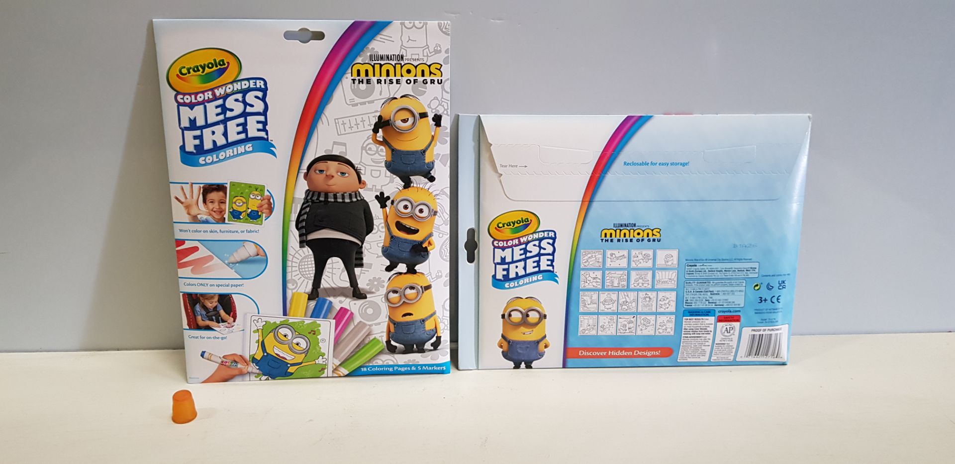 54 X BRAND NEW CRAYOLA MINIONS THE RISE OF GRU MESS FREE COLOURING PAPER & 5 MARKER PACKS - IN 3