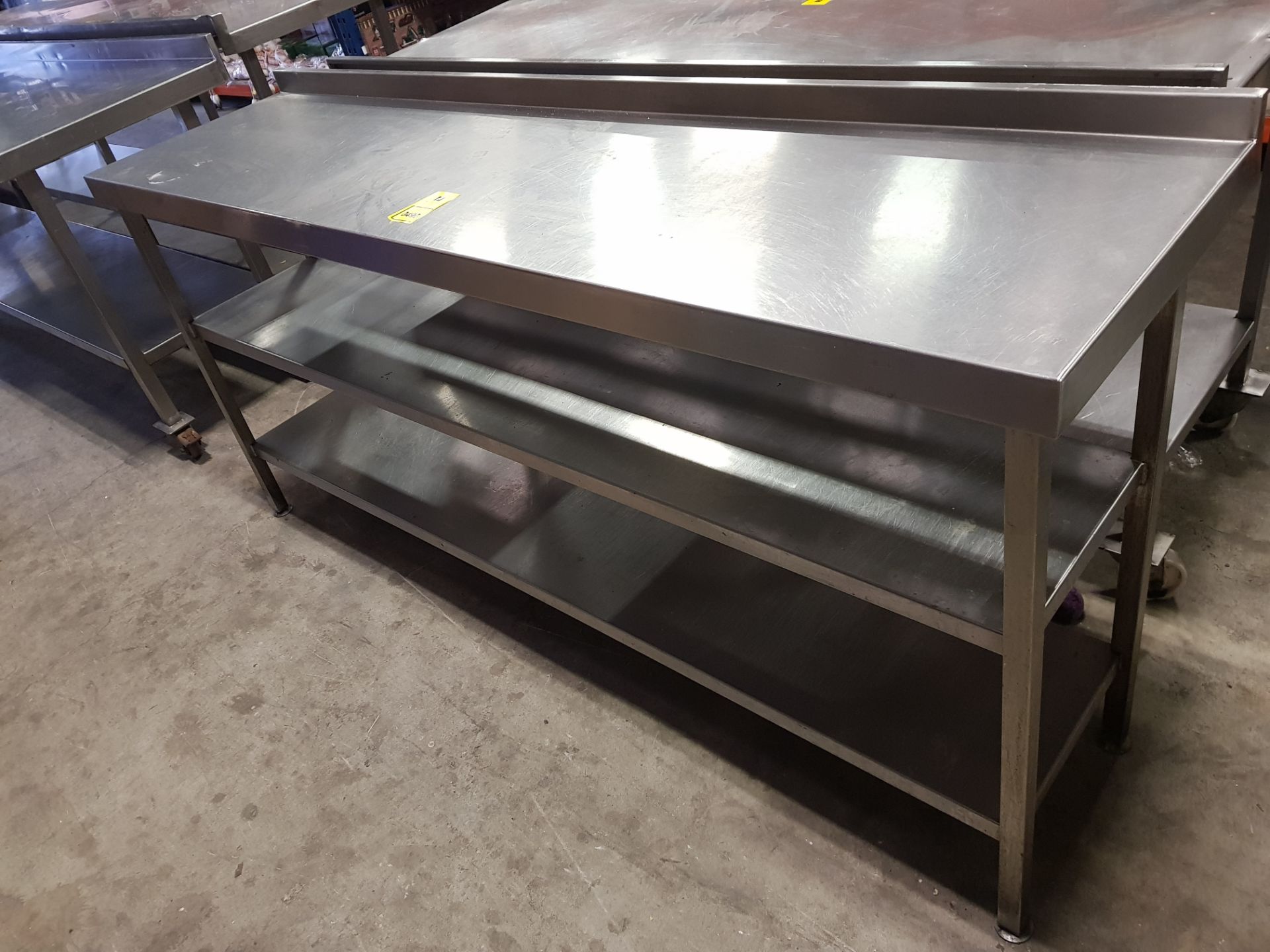 1 X 2 TIER STAINLESS STEEL PREP TABLE( DIMENSION : 195 CM LENGTH / 50CM DEPTH / 90 CM HEIGHT )