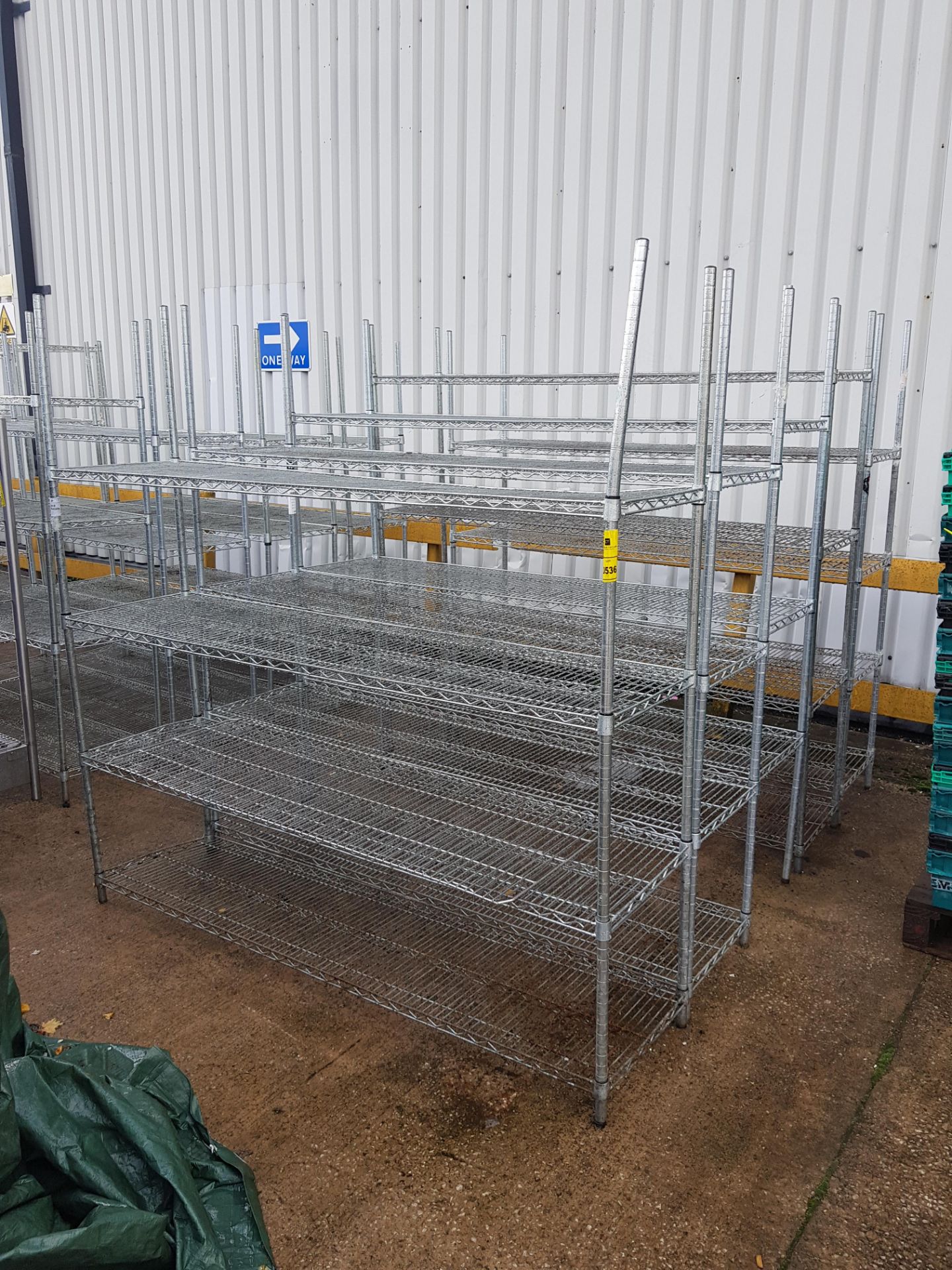 5 X VOGUE SHELVING RACKS - WITH ADJUSTABLE RACK HEIGHT - SOME 3 TIER SOME 4 TIER ( 180 CM LENGTH /