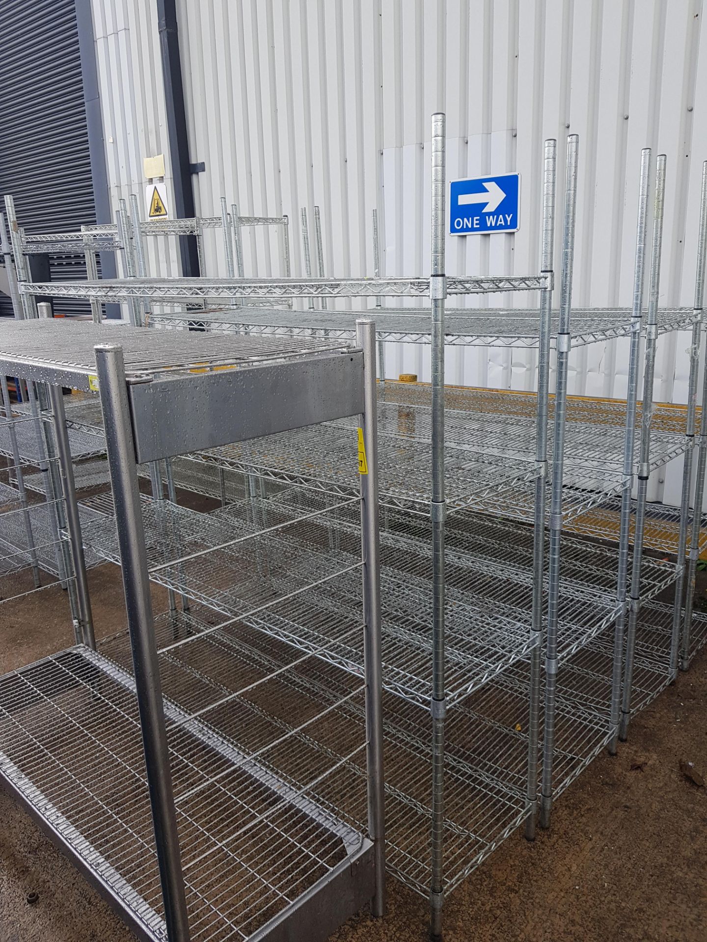 4 X VOGUE SHELVING RACKS - WITH ADJUSTABLE RACK HEIGHT - SOME 3 TIER SOME 4 TIER ( 180 CM LENGTH /