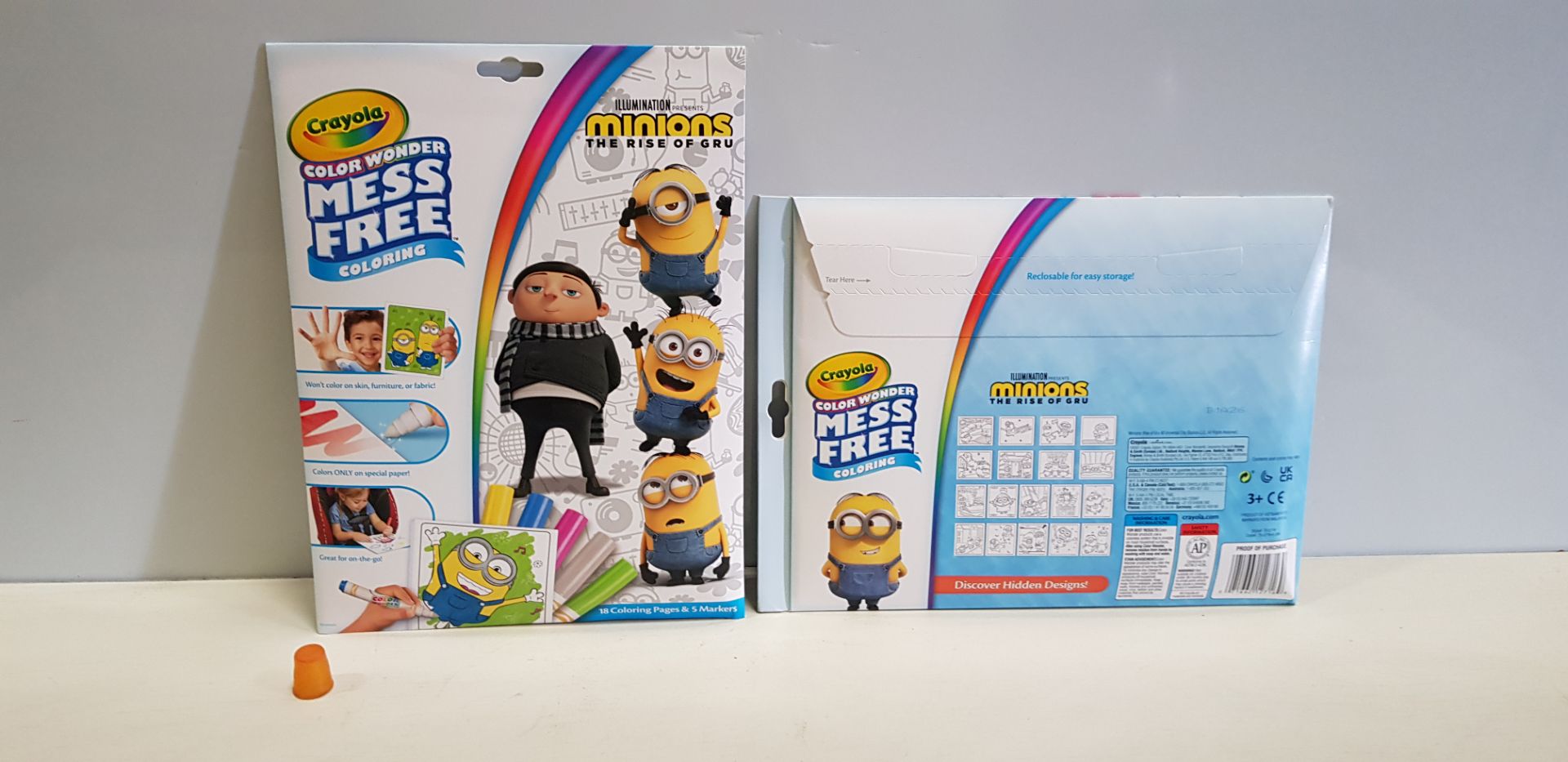 54 X BRAND NEW CRAYOLA MINIONS THE RISE OF GRU MESS FREE COLOURING PAPER & 5 MARKER PACKS - IN 3