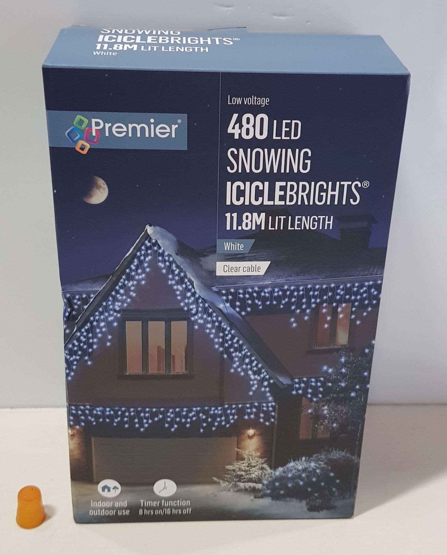 5 X BRAND NEW PREMIER LOW VOLTAGE 480 LED SNOWING ICICLEBRIGHTS - 11.8 M LIT LENGTH IN BLUE AND