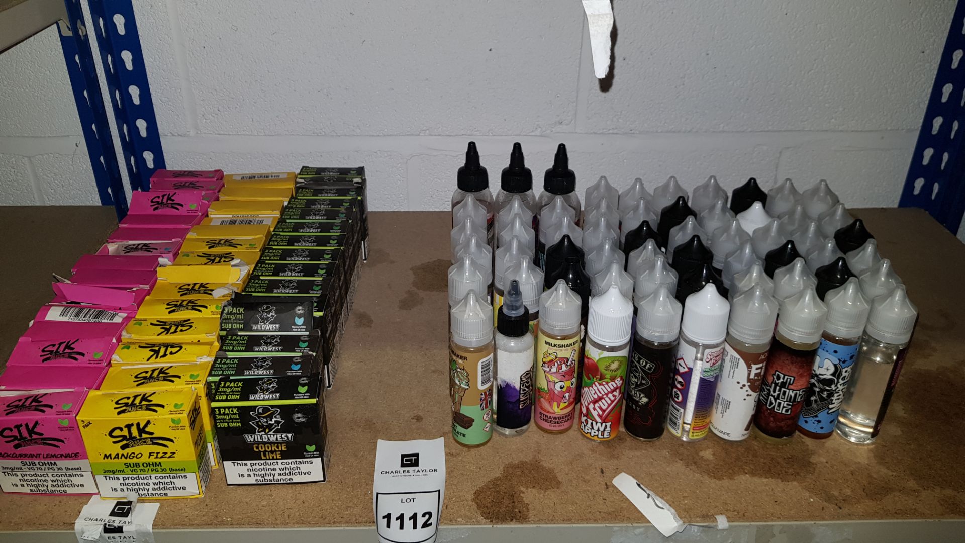 105 X ASSORTED PACKS OF 3 X 3ML FLAVOURED VAPE REFILL LIQUID BY WILDWEST & SIK JUICE PLUS OTHER