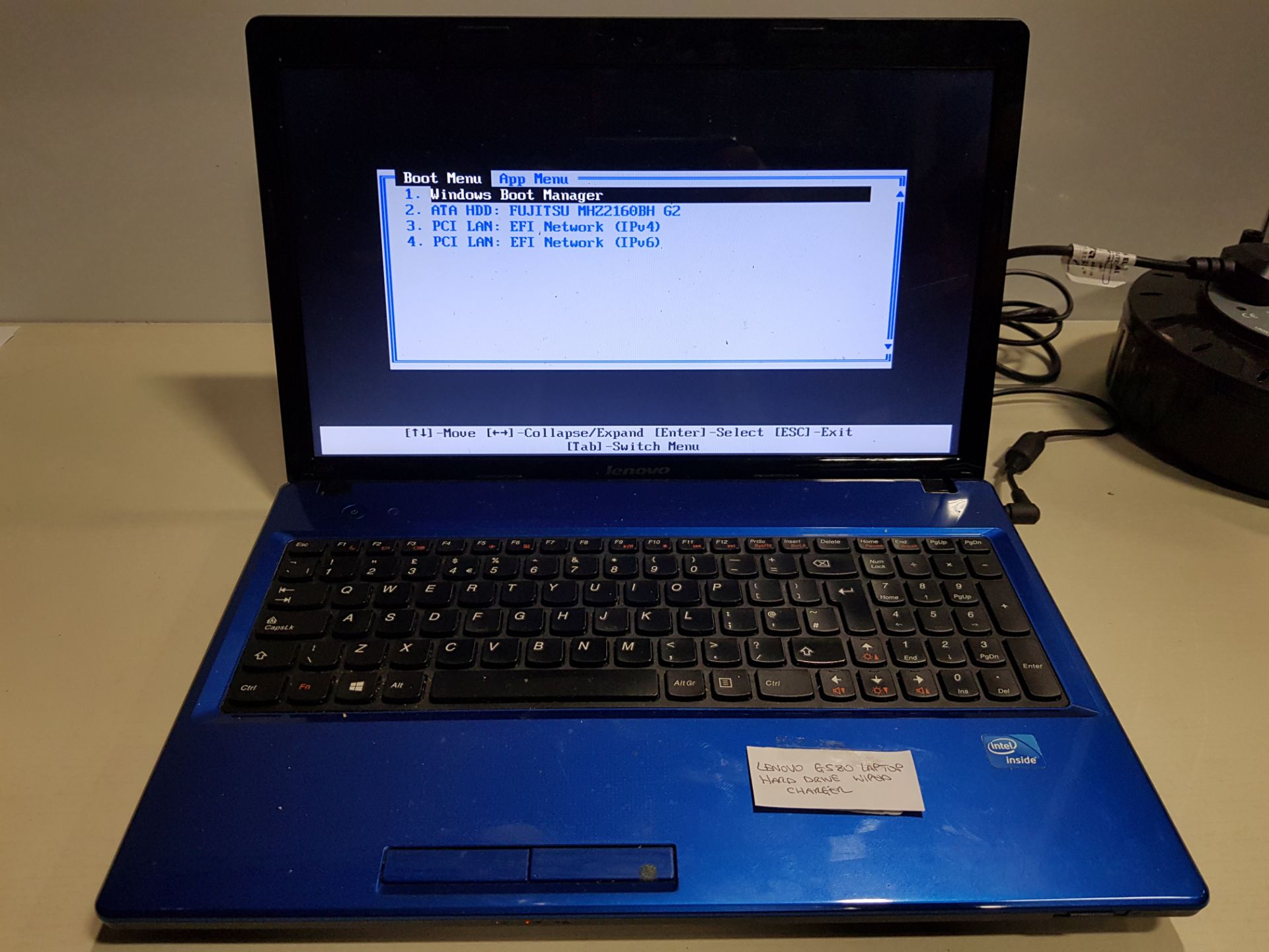 1 X LENOVO G580 LAPTOP NO O/S WITH CHARGER