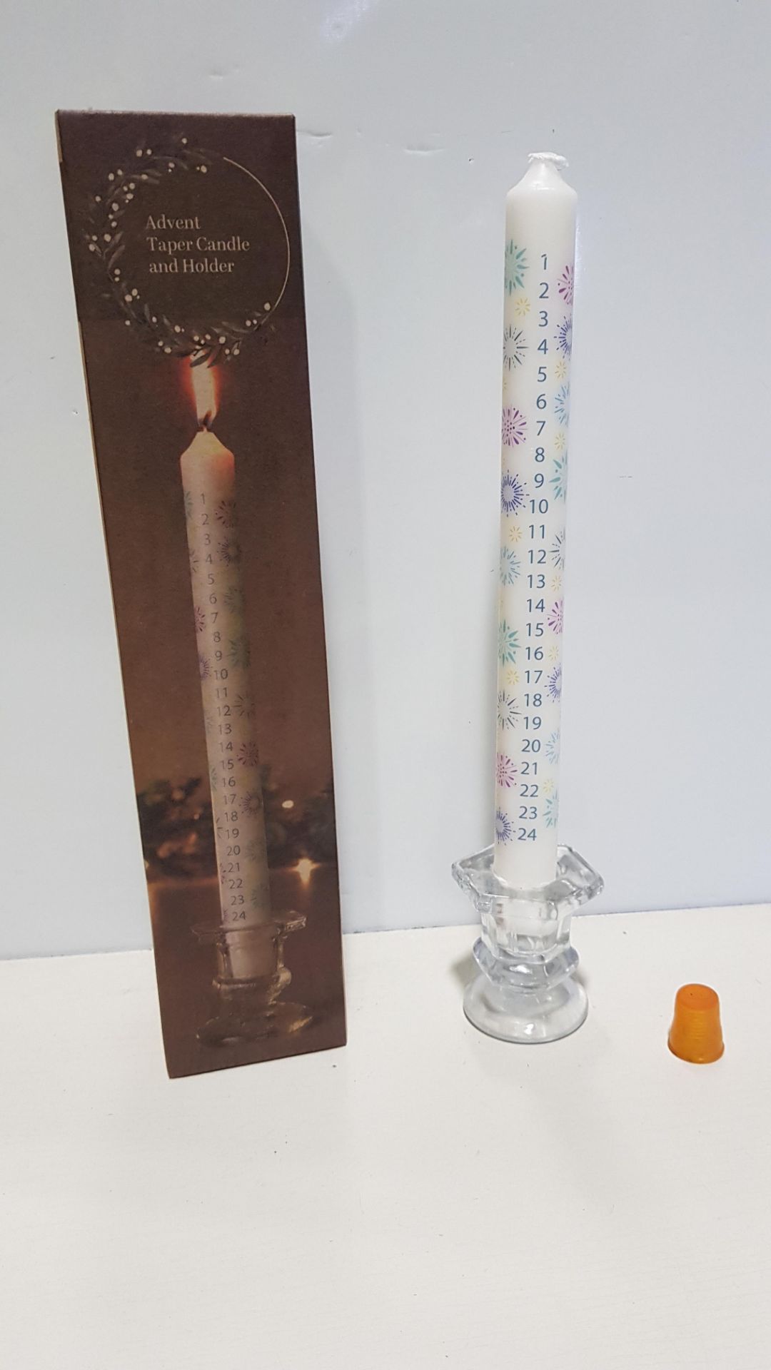 72 X BRAND NEW LAKELAND ADVENT TAPER CANDLE AND HOLDER - SIZE APPROX 5.5CM X 29 CM H - IN 3 BOXES