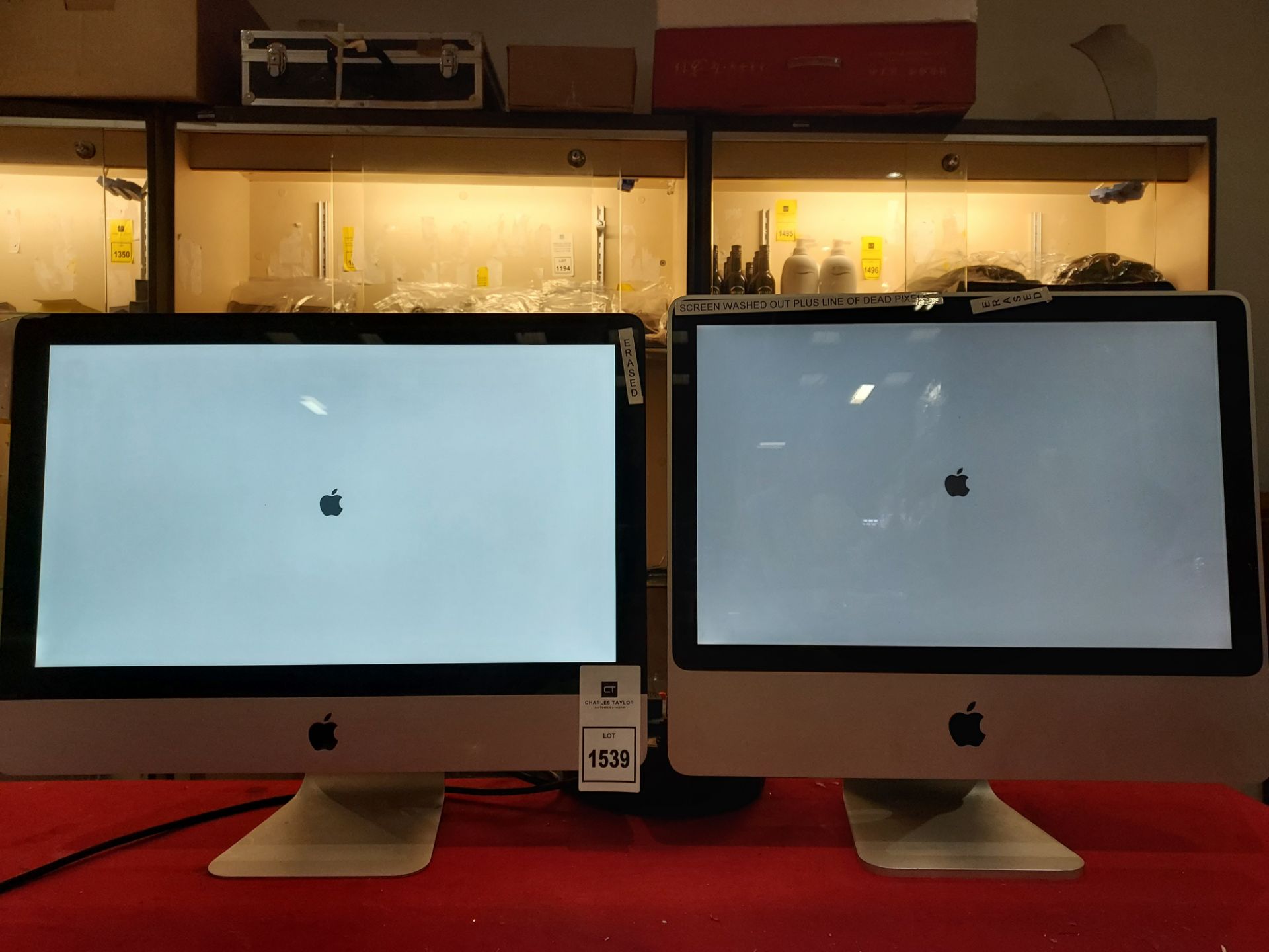 2 X IMAC COMPUTERS WITH POWER LEADS - DATA WIPED (A1311 & A1311 - NOTE THIS ONE SCREEN WASHES