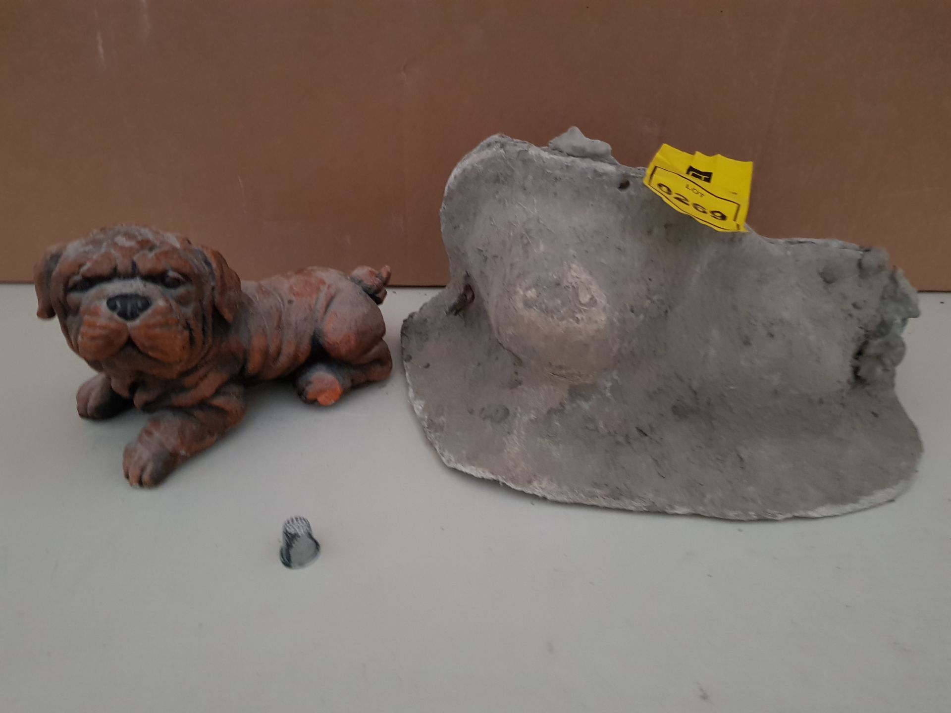 12CM LYING DOWN DOG MASTER CAST WITH LATEX SLIP & FIBRE GLASS MOULD (FOR CASTING PRODUCT TO
