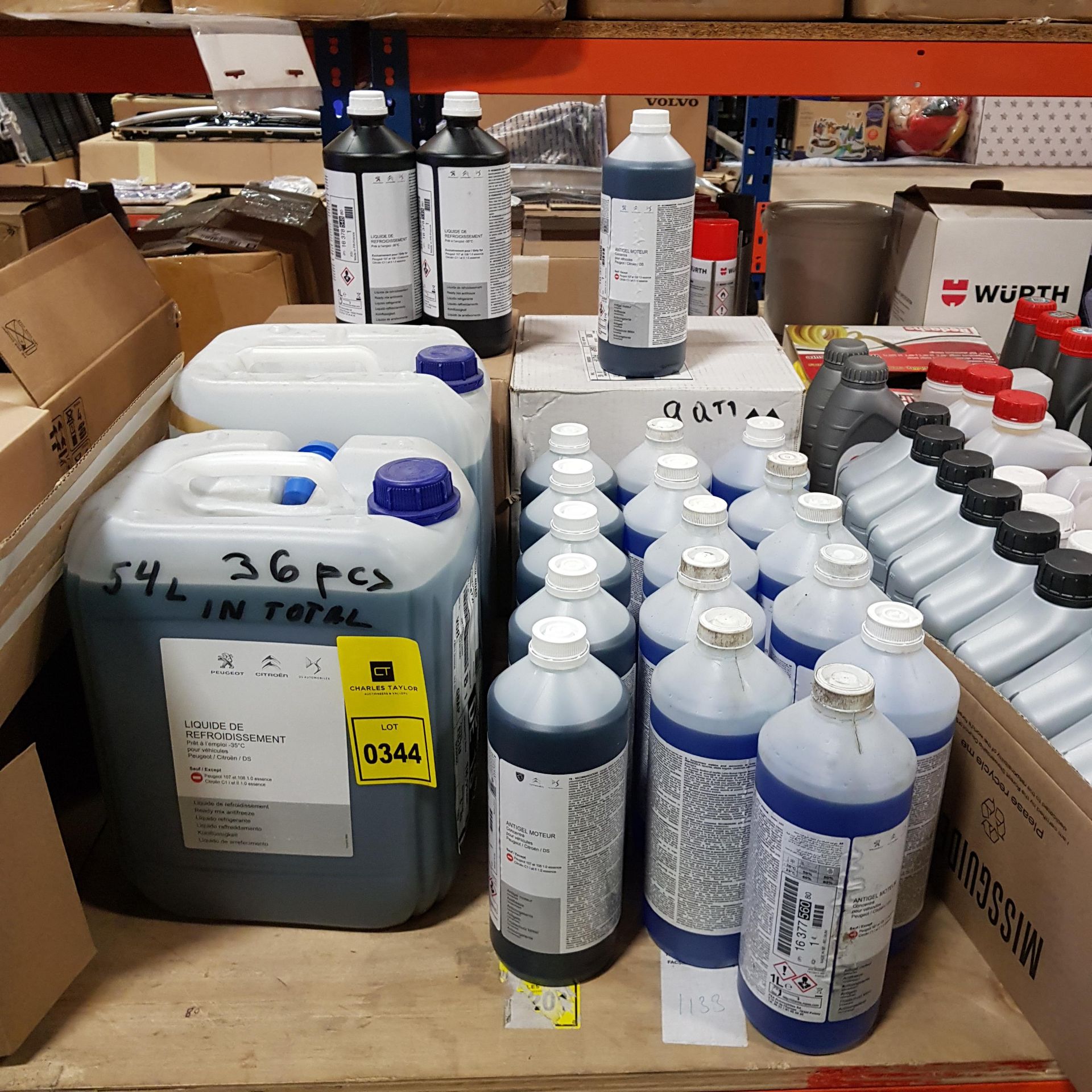 36 X BRAND NEW ANTIFREEZE FLUID IN 10L AND 1L CONTAINERS. (54L IN TOTAL).