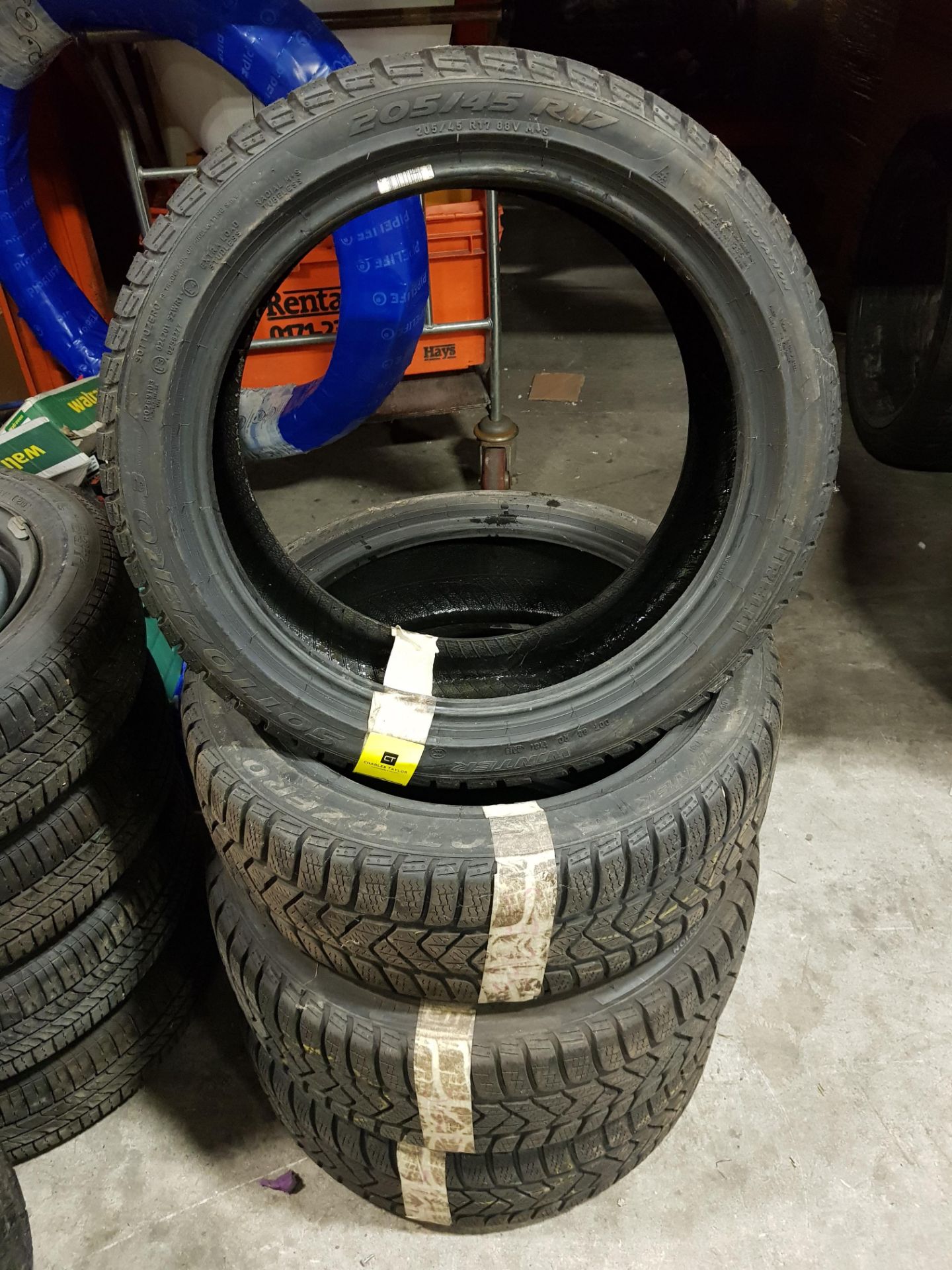 4 X PART WORN PIRELLI WINTER TYRES 205/45R17 88V M+S