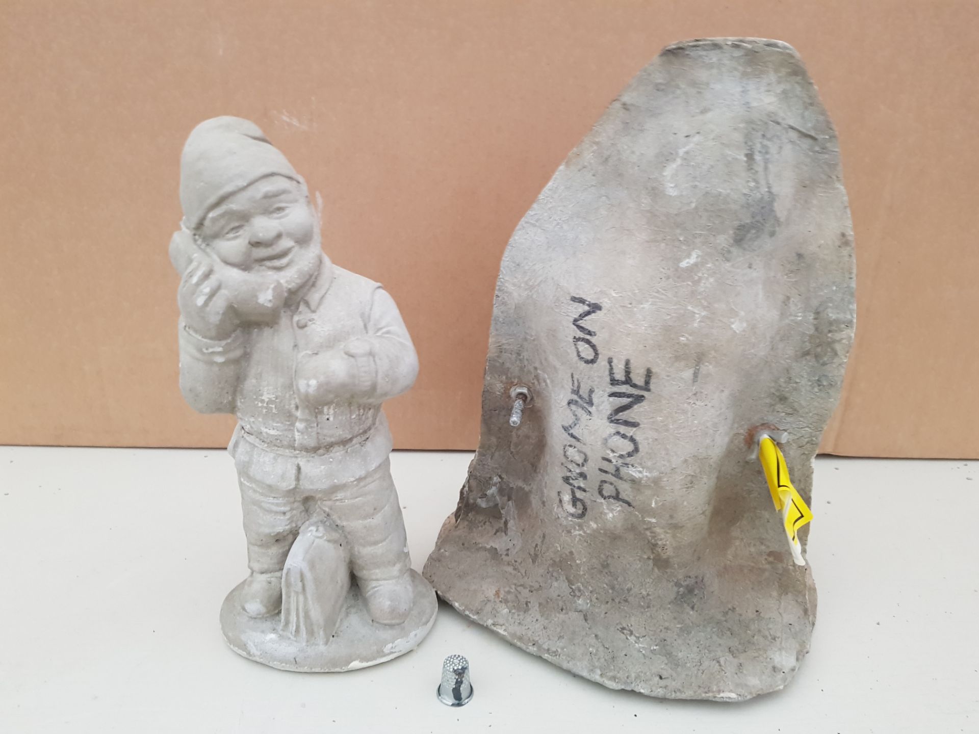 26CM GARDEN GNOME ON A PHONE MASTER CAST WITH LATEX SLIP & FIBRE GLASS MOULD (FOR CASTING PRODUCT TO