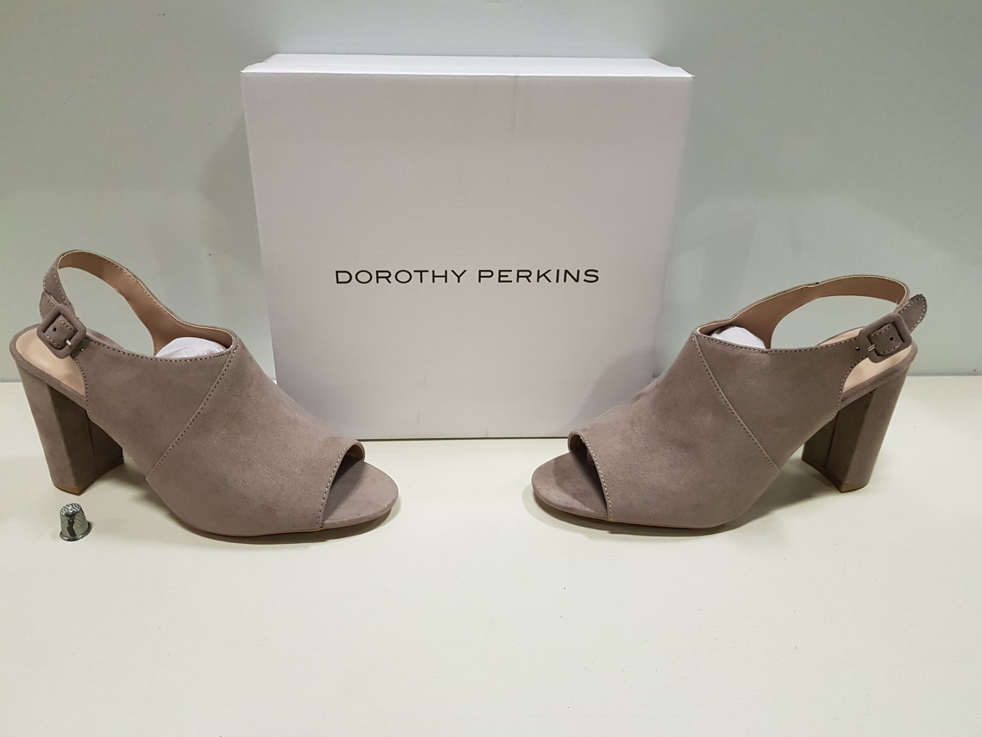 16 X PAIRS OF BRAND NEW DOROTHY PERKINS TAUPE SAVO HEELED SANDAL SHOES RRP £28 PP TOTAL £448 - UK
