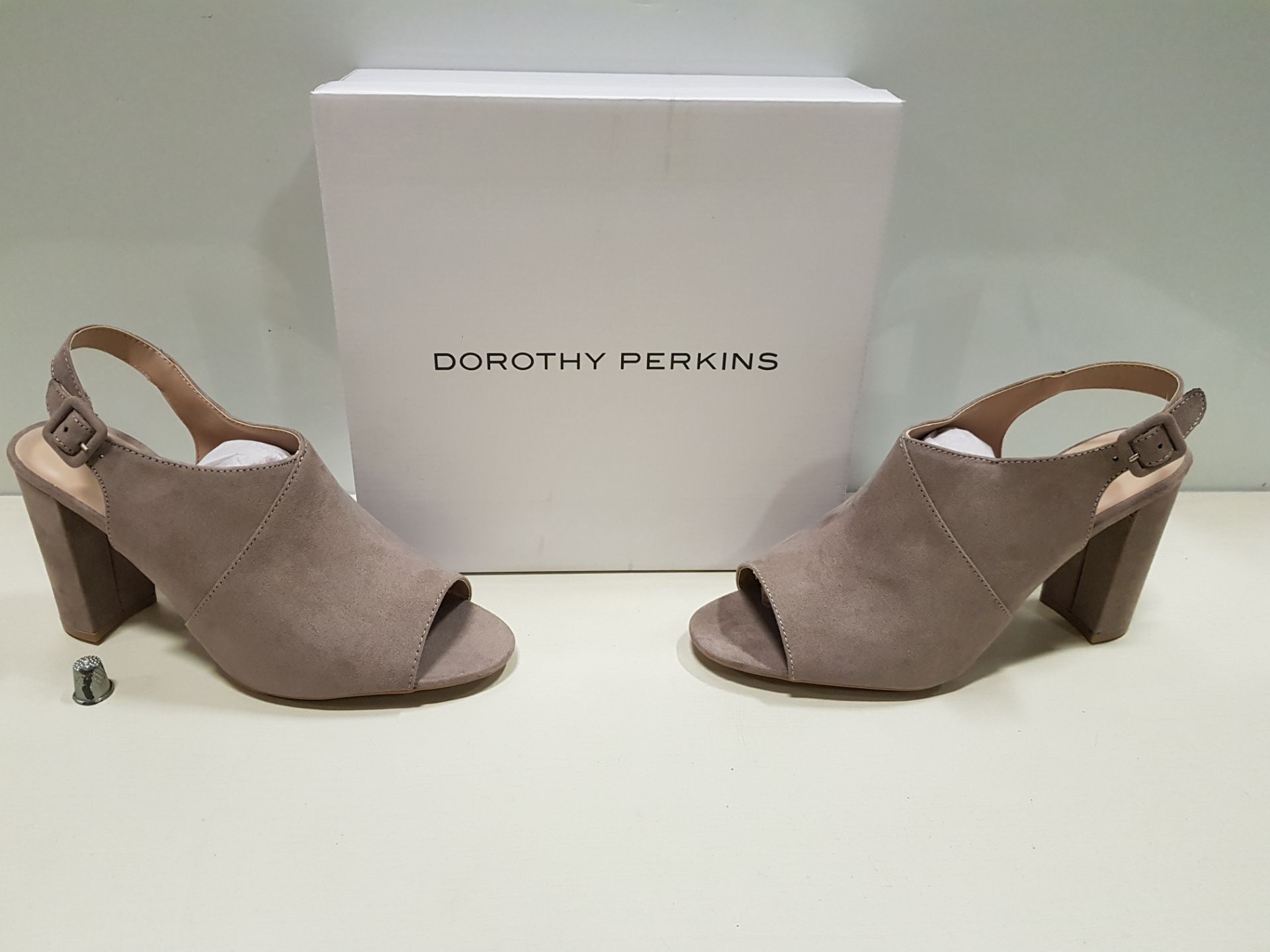16 X PAIRS OF BRAND NEW DOROTHY PERKINS TAUPE SAVO HEELED SANDAL SHOES RRP £28 PP TOTAL £448 - UK