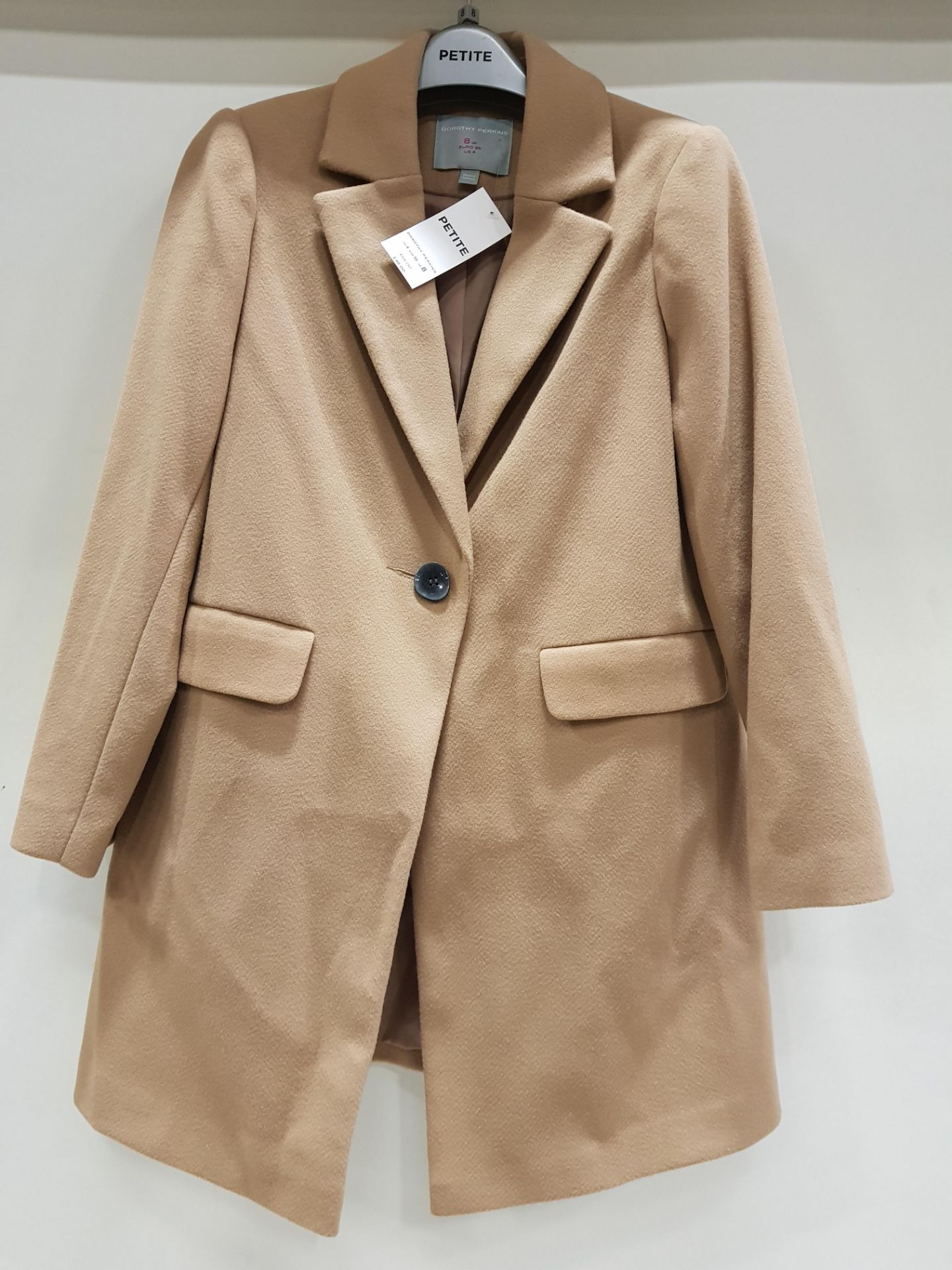 10 X BRAND NEW DOROTHY PERKINS PETITE SINGLE BUTTONED JACKETS IN SIZE UK 8 - IN TAN COLOUR ( RRP £