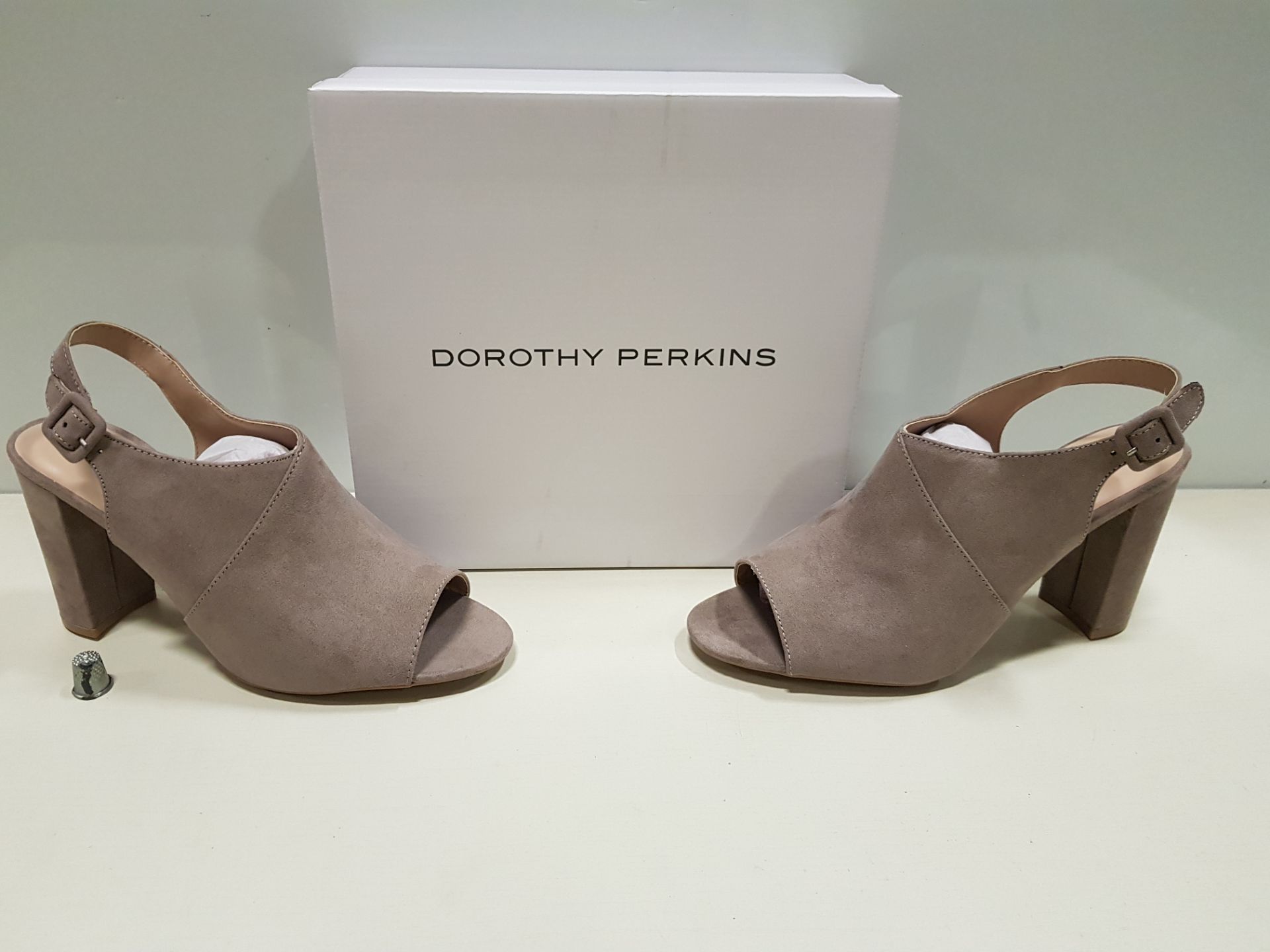 16 X PAIRS OF BRAND NEW DOROTHY PERKINS TAUPE SAVO HEELED SANDAL SHOES RRP £28 PP TOTAL £448 - UK