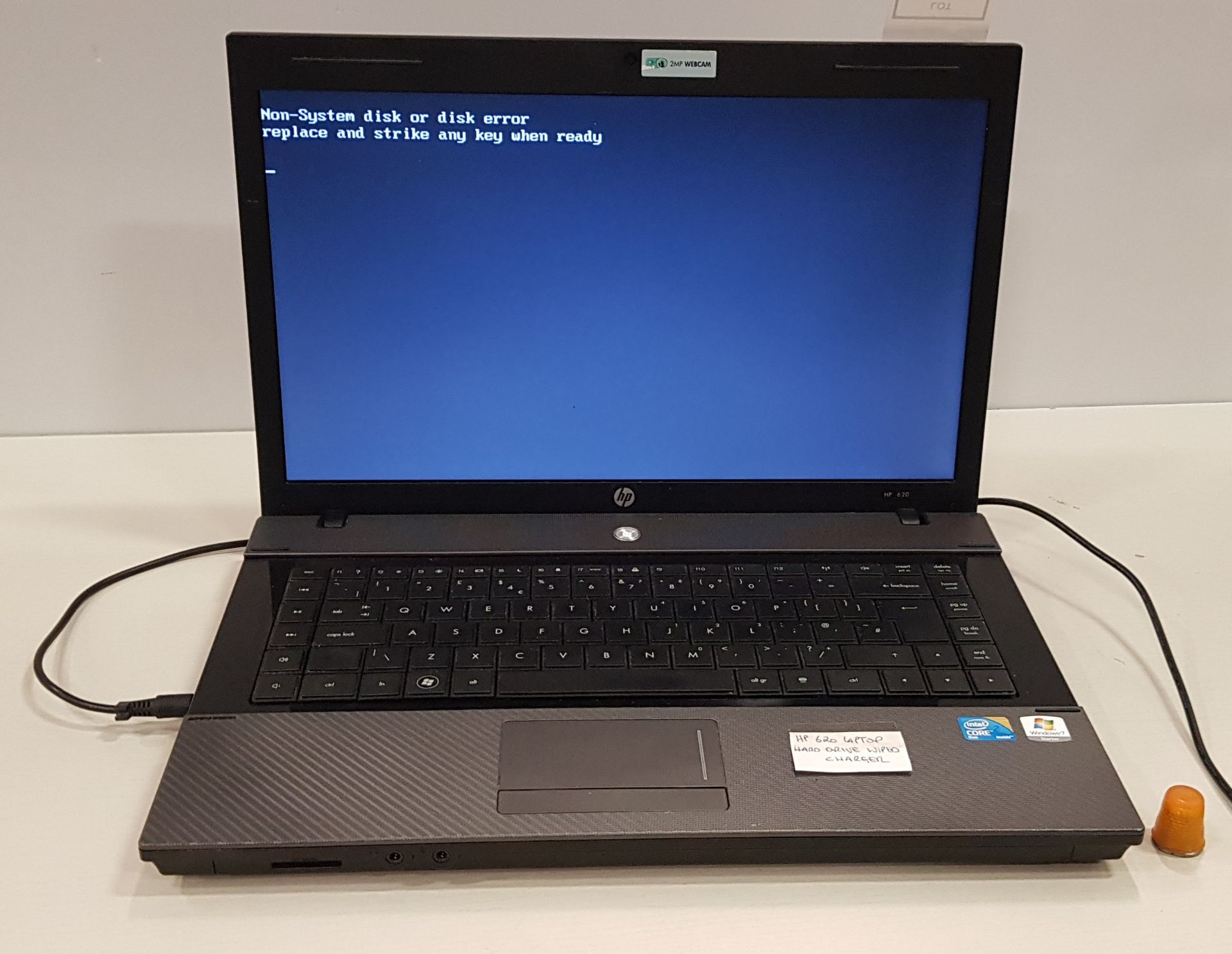 1 X HP 620 LAPTOP WITH CHARGER (HARD DRIVE WIPED NO O/S)