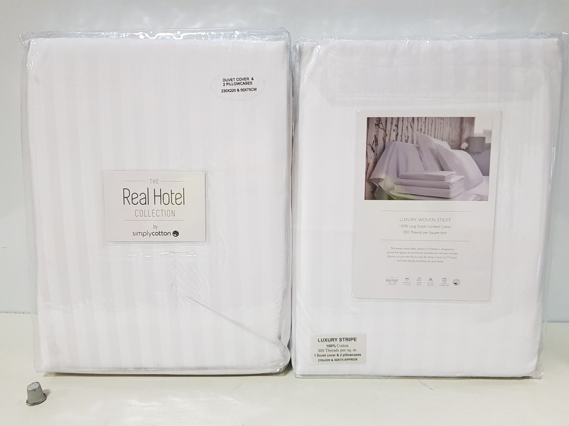 21 X BRAND NEW SIMPLY COTTON THE REAL HOTEL COLLECTION LUXURY WOVEN STRIPE WHITE 100% COTTON KING