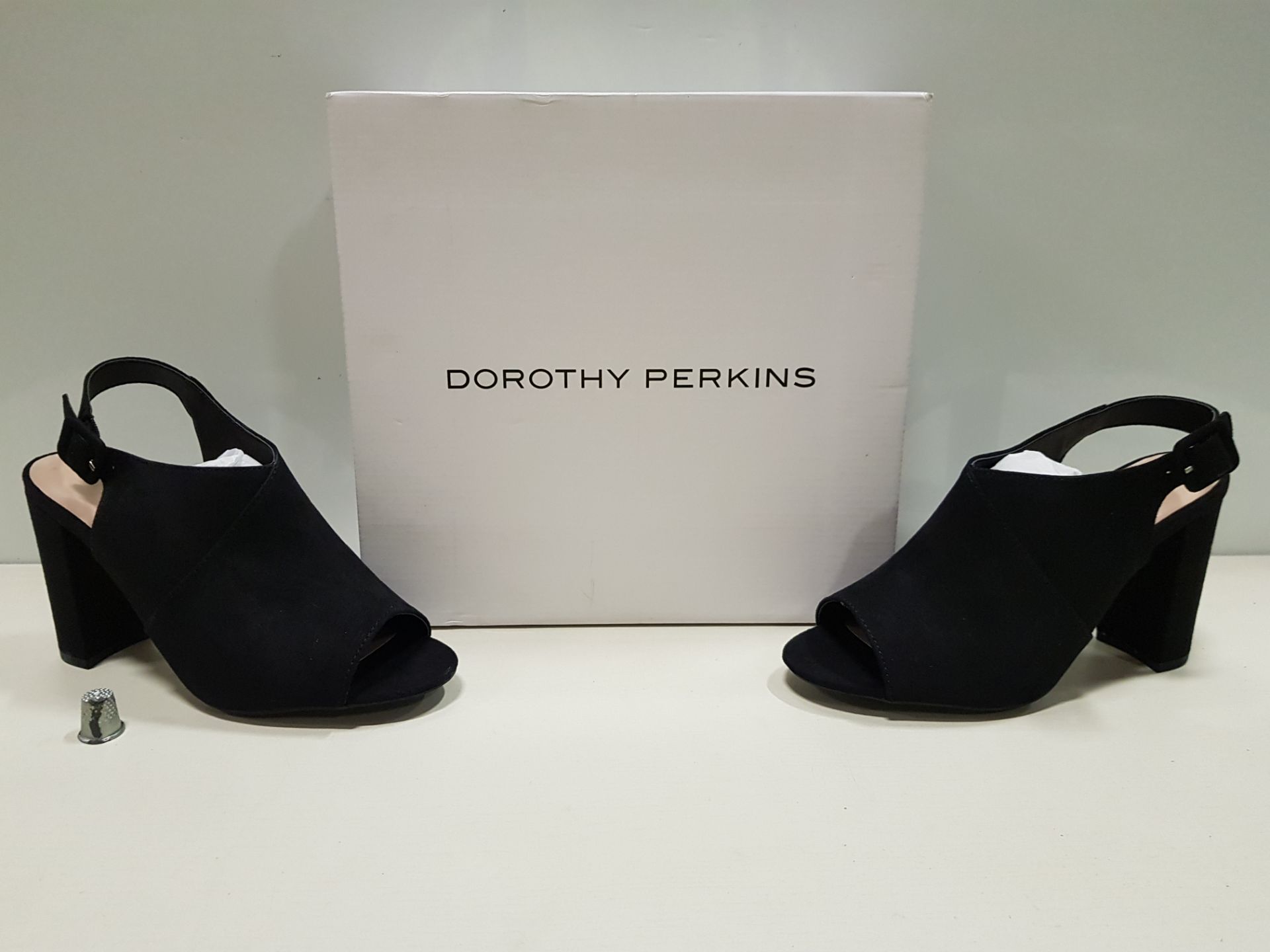 16 X PAIRS OF BRAND NEW DOROTHY PERKINS BLACK SAVO HEELED SANDAL SHOES RRP £28 PP TOTAL £448 - UK