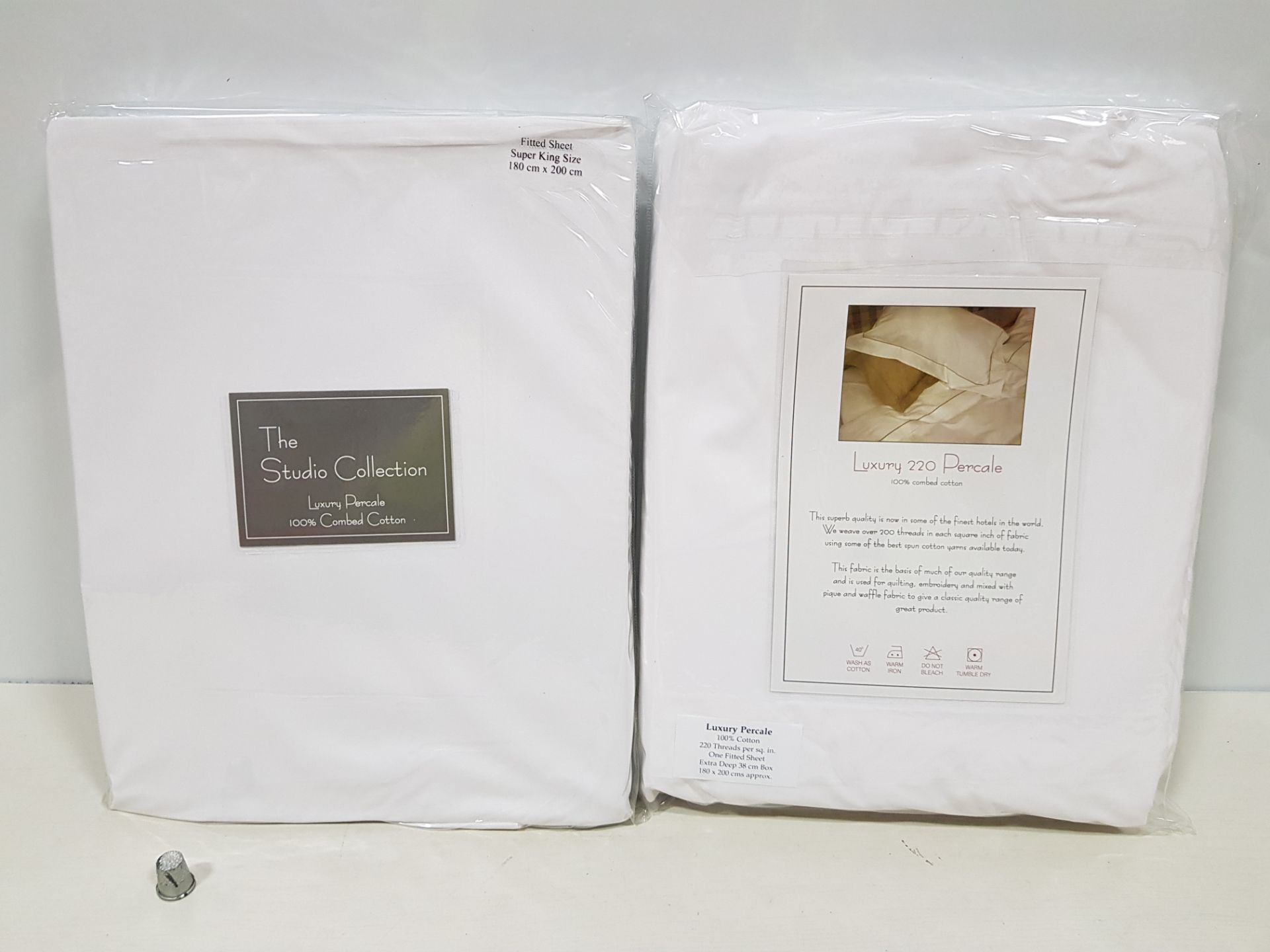 33 X BRAND NEW THE STUDIO COLLECTION LUXURY PERCALE 100% COTTON FITTED SHEETS SIZE (180X200CM) IN