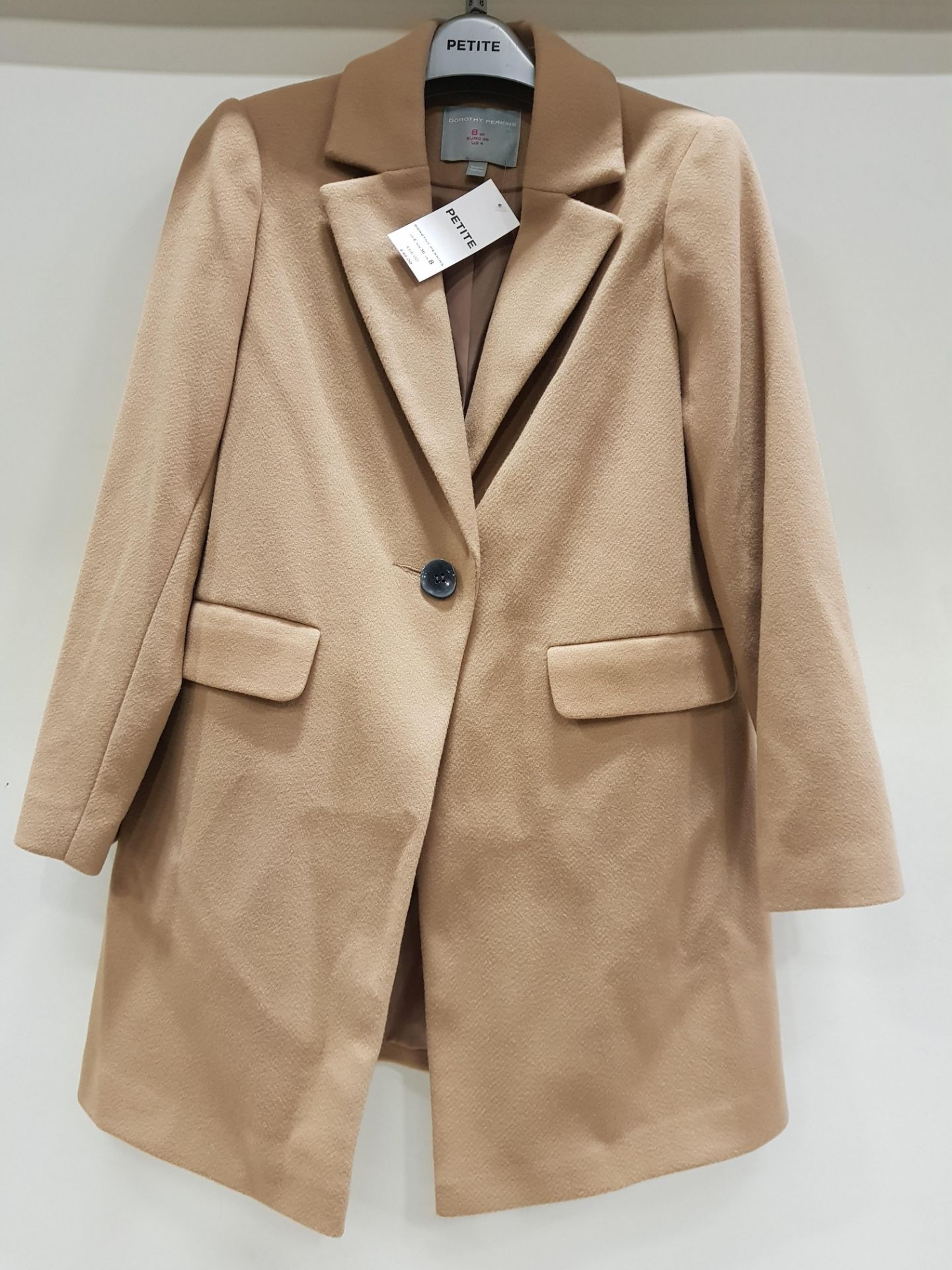 10 X BRAND NEW DOROTHY PERKINS PETITE SINGLE BUTTONED JACKETS IN SIZE UK 8 - IN TAN COLOUR ( RRP £