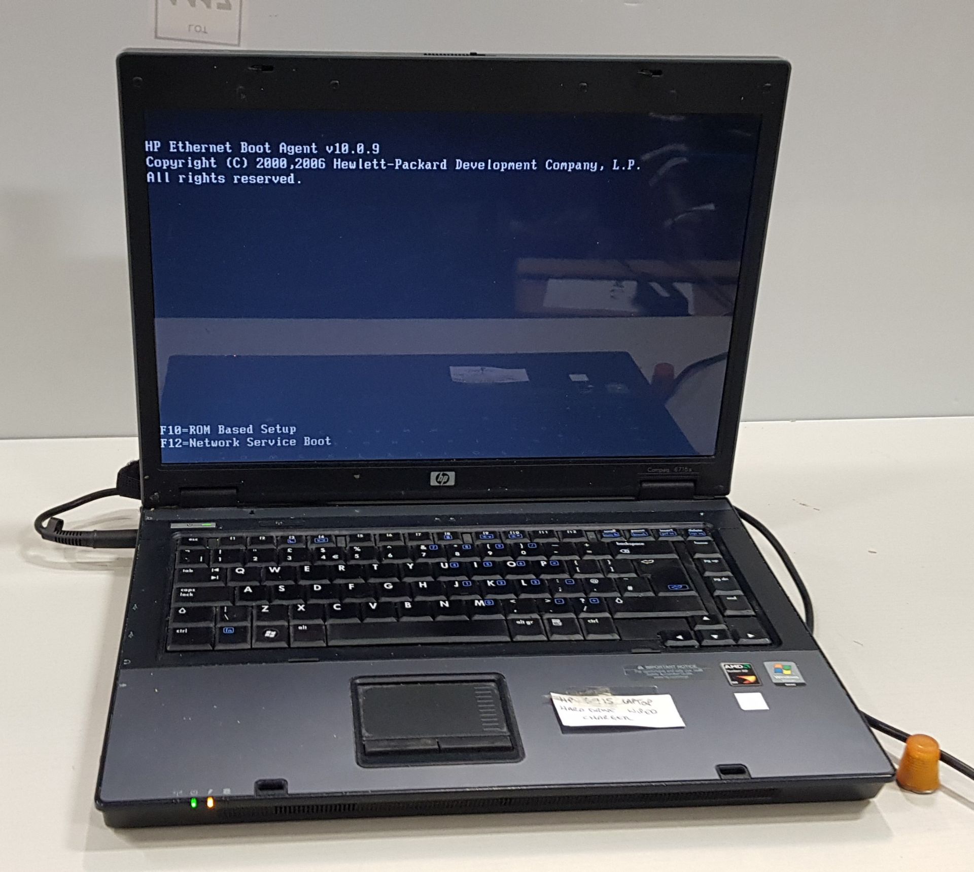 1 X HP 6715 LAPTOP WITH CHARGER (HARD DRIVE WIPED NO O/S)