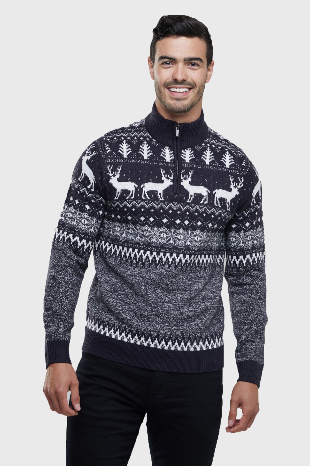 33 X BRAND NEW NOVELTY FESTIVE JUMPERS IE. FAIRISLE 1/4 ZIP IN NAVY (S-5), POLAR BEER GREY (XL-2,