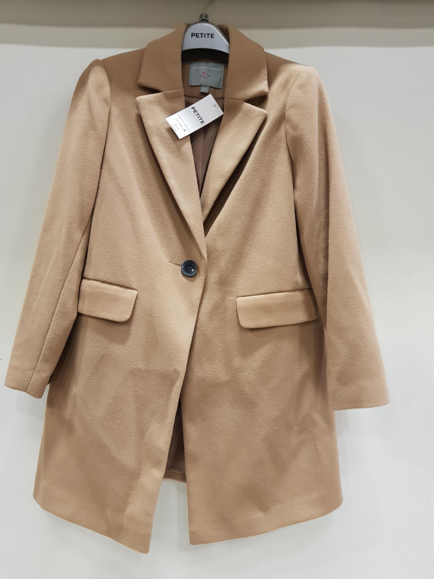 10 X BRAND NEW DOROTHY PERKINS PETITE SINGLE BUTTONED JACKETS IN SIZE UK 8 - IN TAN COLOUR ( RRP £