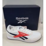 5 X BRAND NEW REEBOK UNISEX ROYAL JOGGER 3 TRAINERS - IN WHITE/ RED / BLUE - ALL IN SIZE UK 9.5
