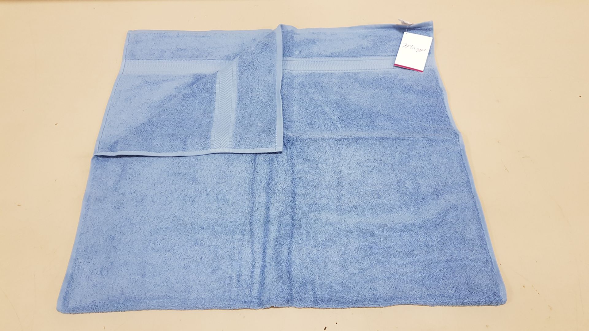 60 X BRAND NEW PURE COTTON MIRAGE BATH TOWEL IN DELFT BLUE COLOUR - IN 2 BOXES