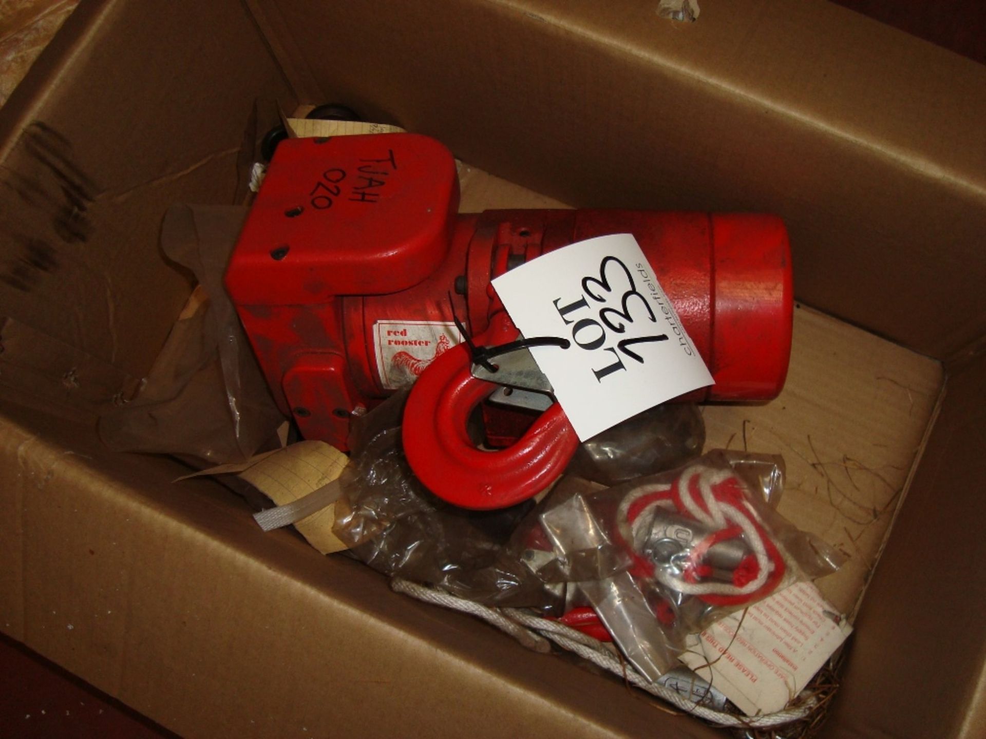 A Red Rooster 1/2 tonne air hoist complete with cord control