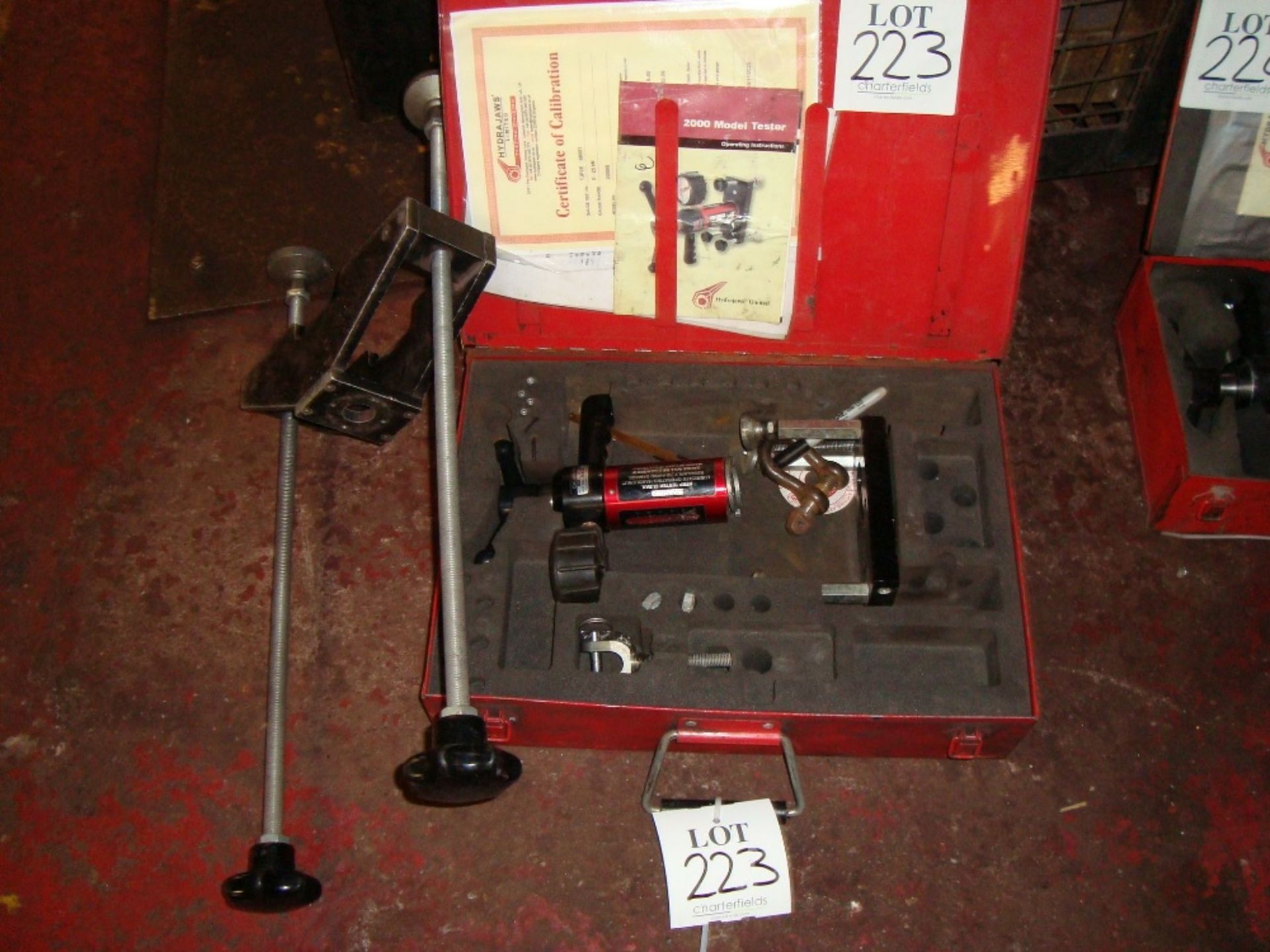 A Hydrajaws, Model 2000 hydraulic tester, with case