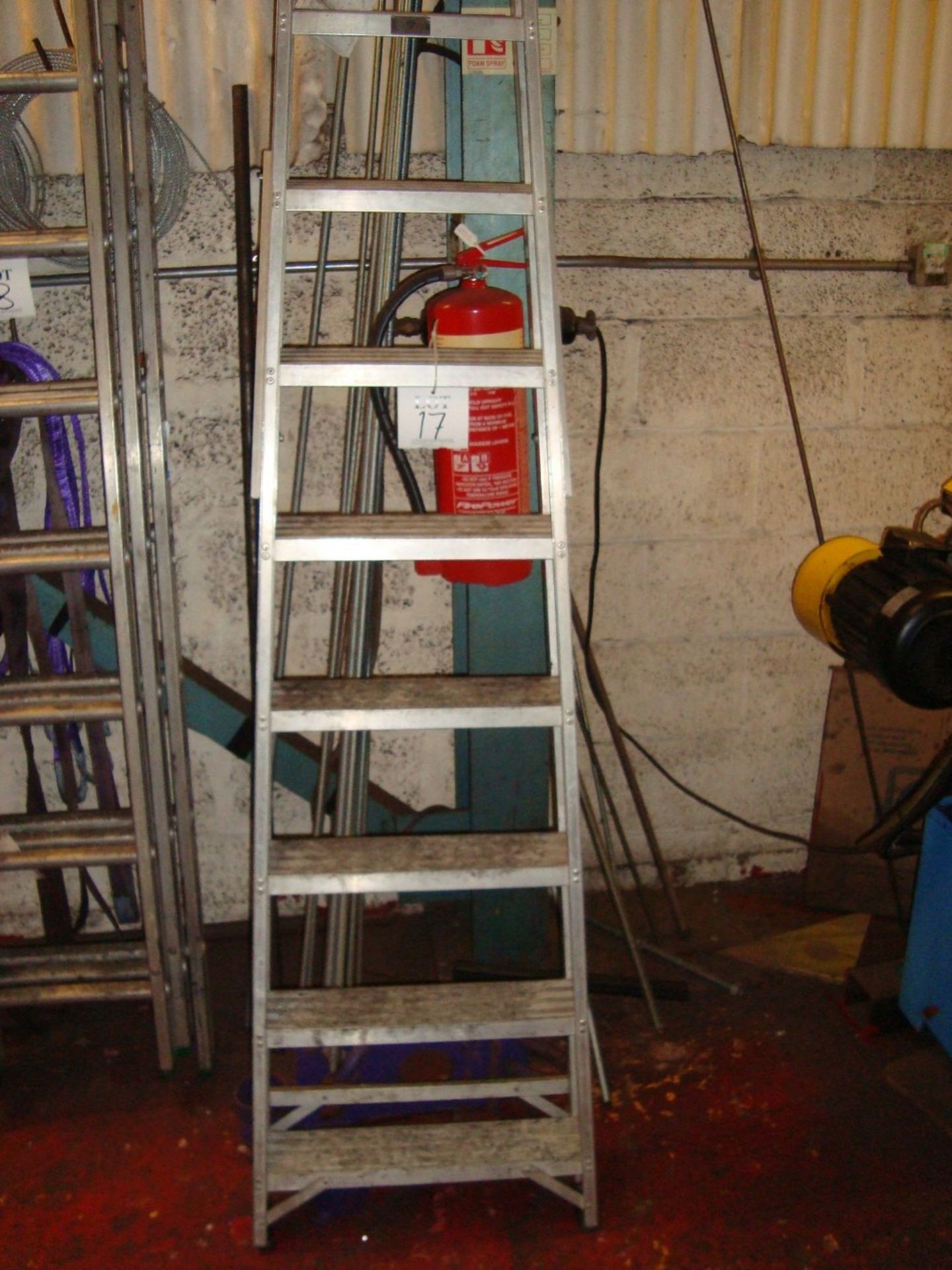 An alloy ten tread step ladder