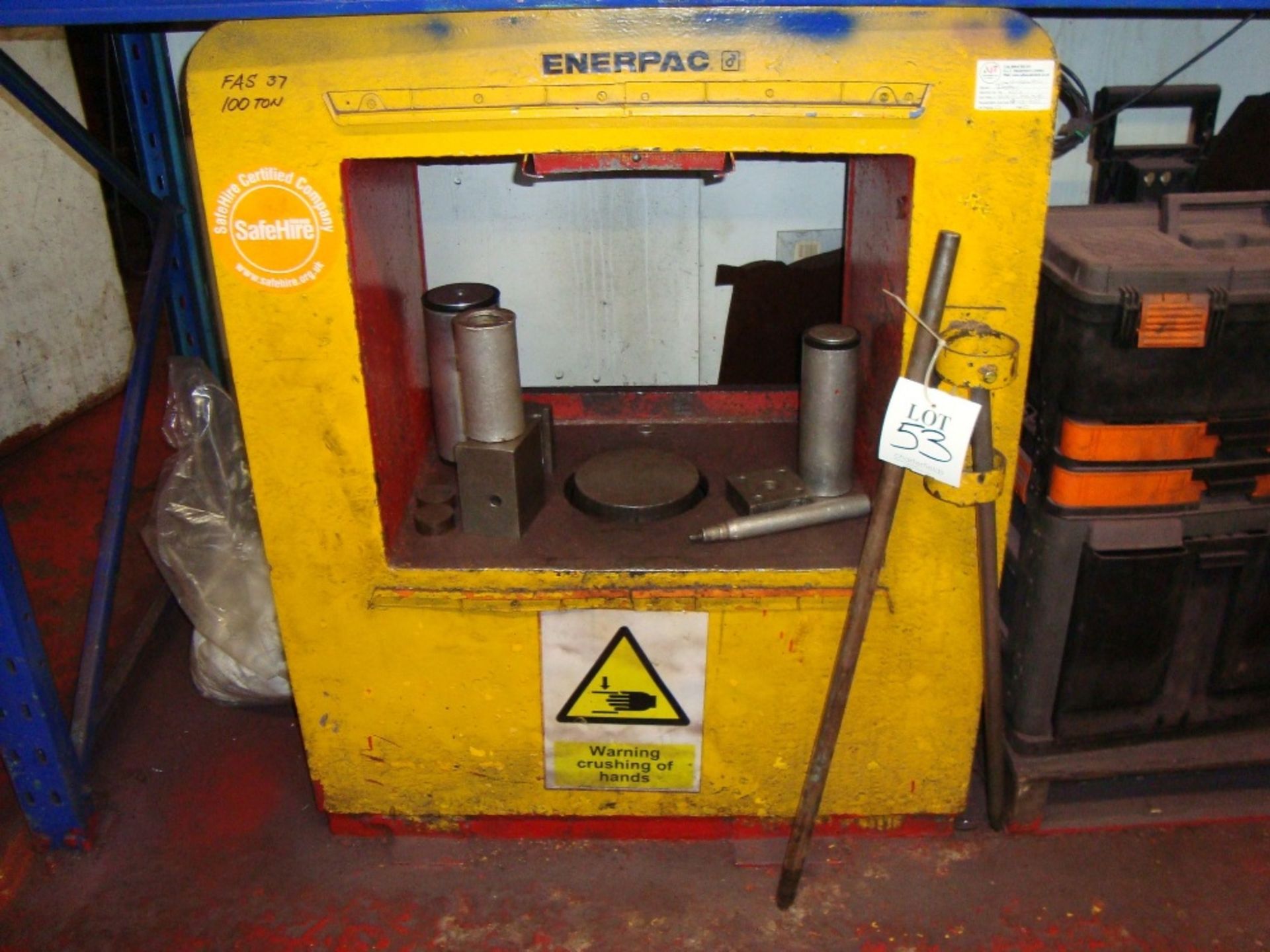 An Enerpac hydraulic jack test rig