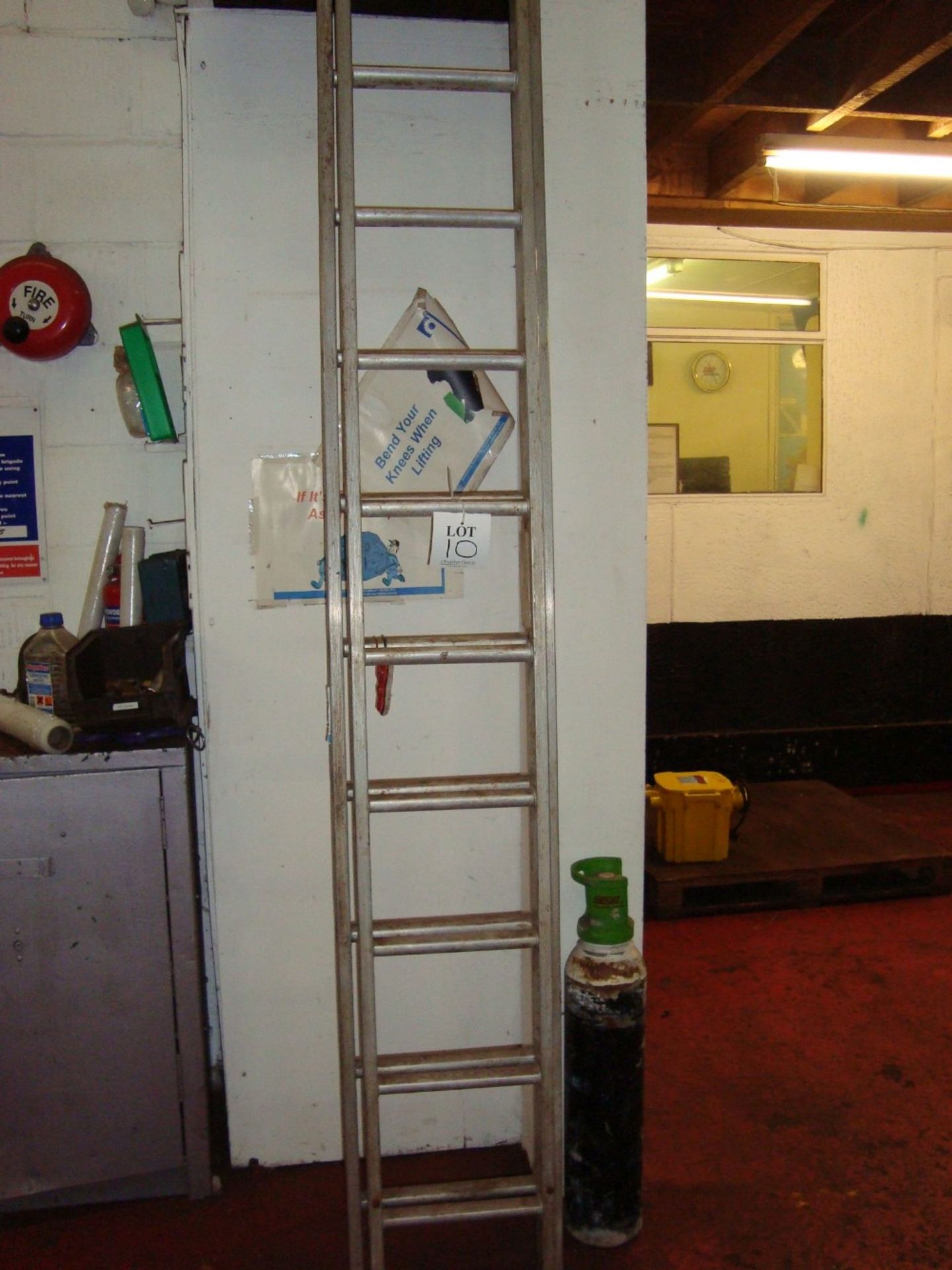 An alloy two section extending ladder