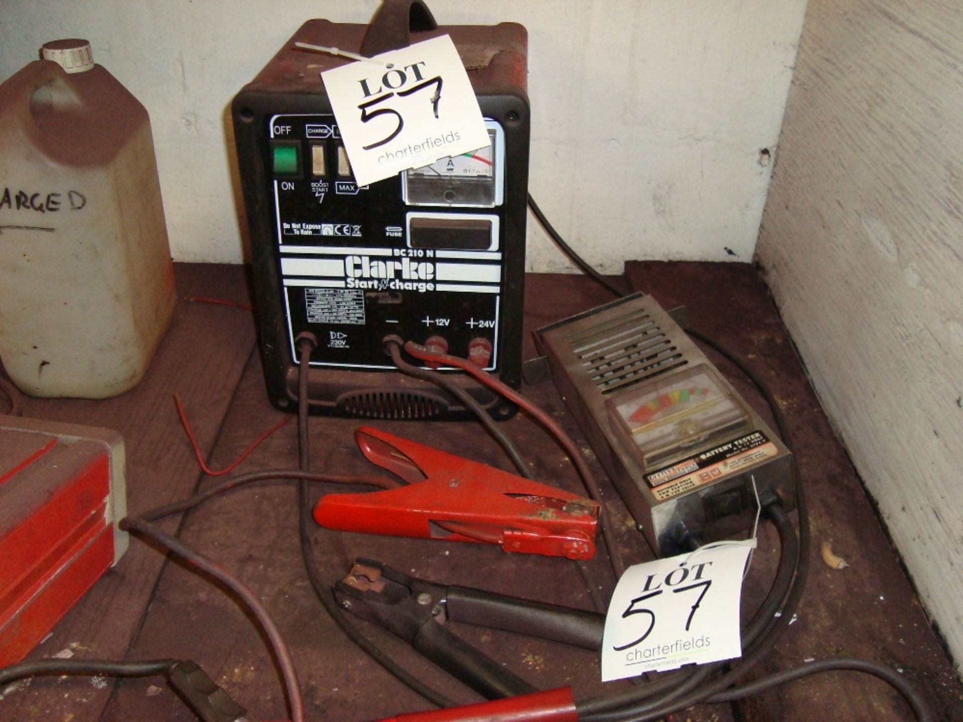 A Clarke BC210N starter and charger and a Sealey battery tester