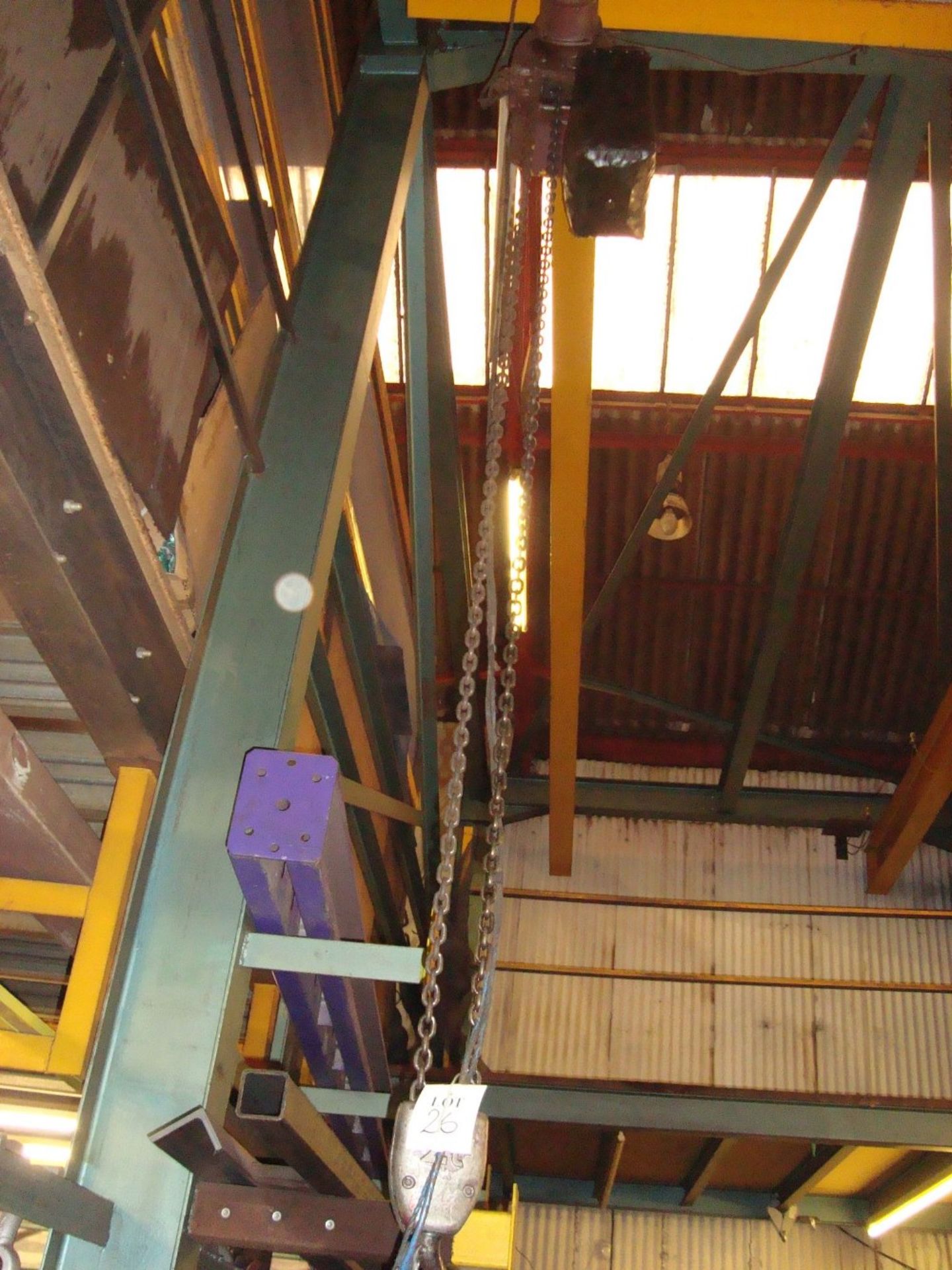 A two tonne electric chain hoist with beam runners and pendant control (METHOD STATEMENT AND RISK